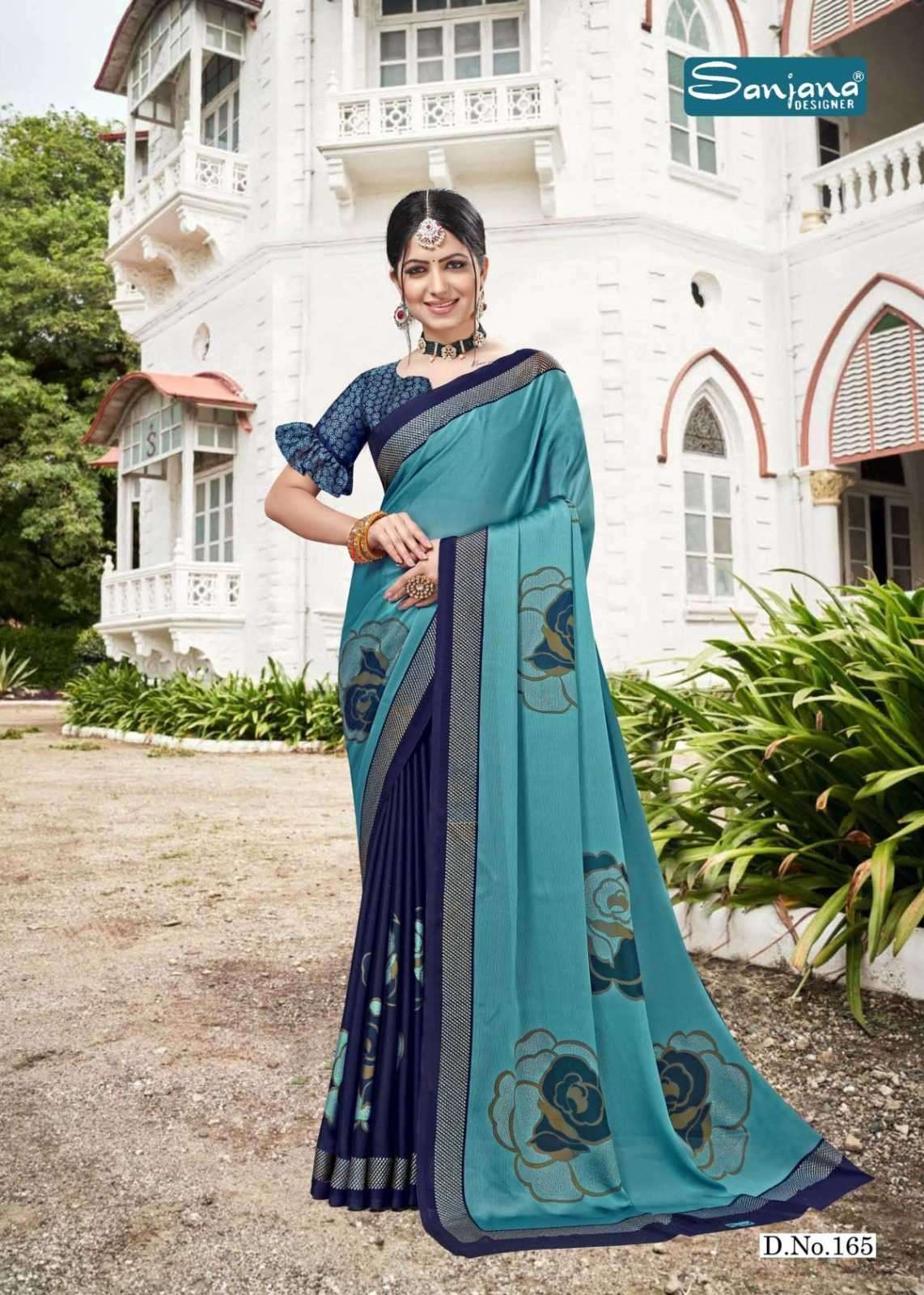 sanjana popcorn vol 28 series 163-168 moss chiffon saree