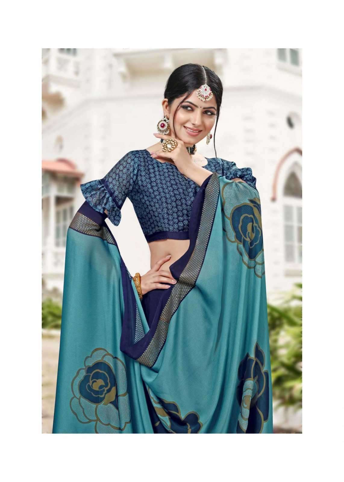 sanjana popcorn vol 28 series 163-168 moss chiffon saree