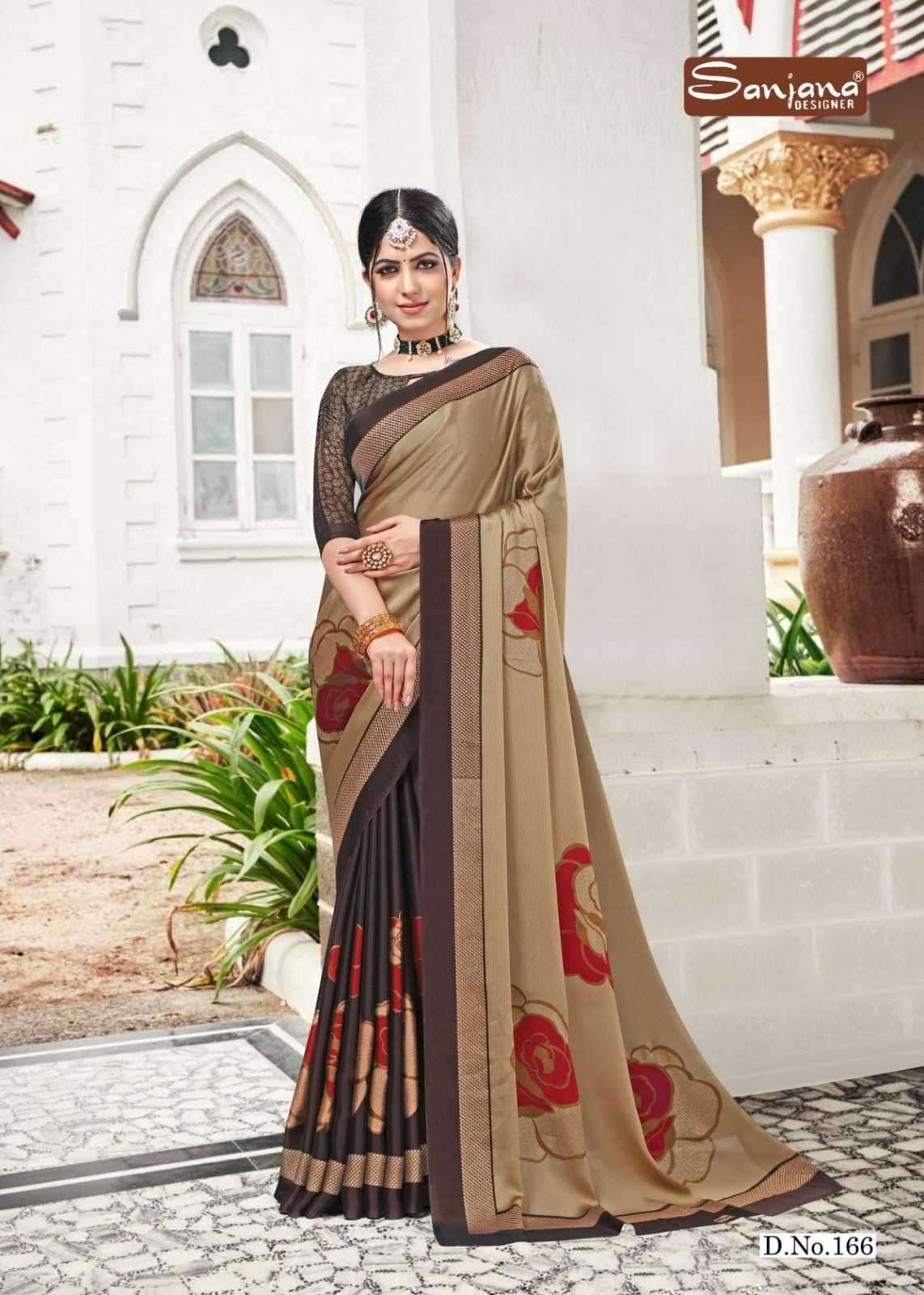 sanjana popcorn vol 28 series 163-168 moss chiffon saree
