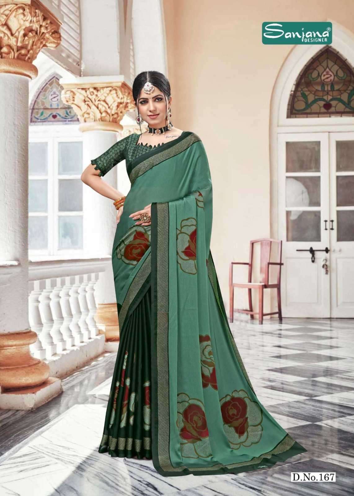 sanjana popcorn vol 28 series 163-168 moss chiffon saree