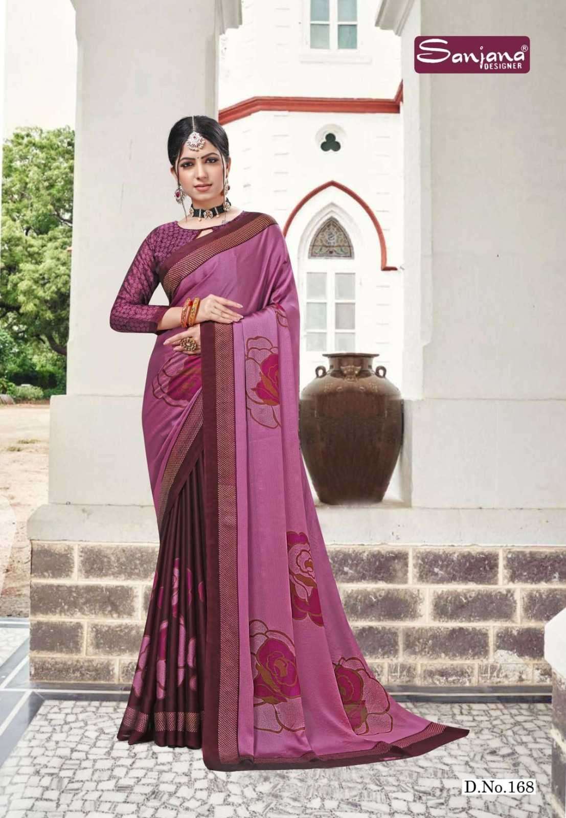 sanjana popcorn vol 28 series 163-168 moss chiffon saree