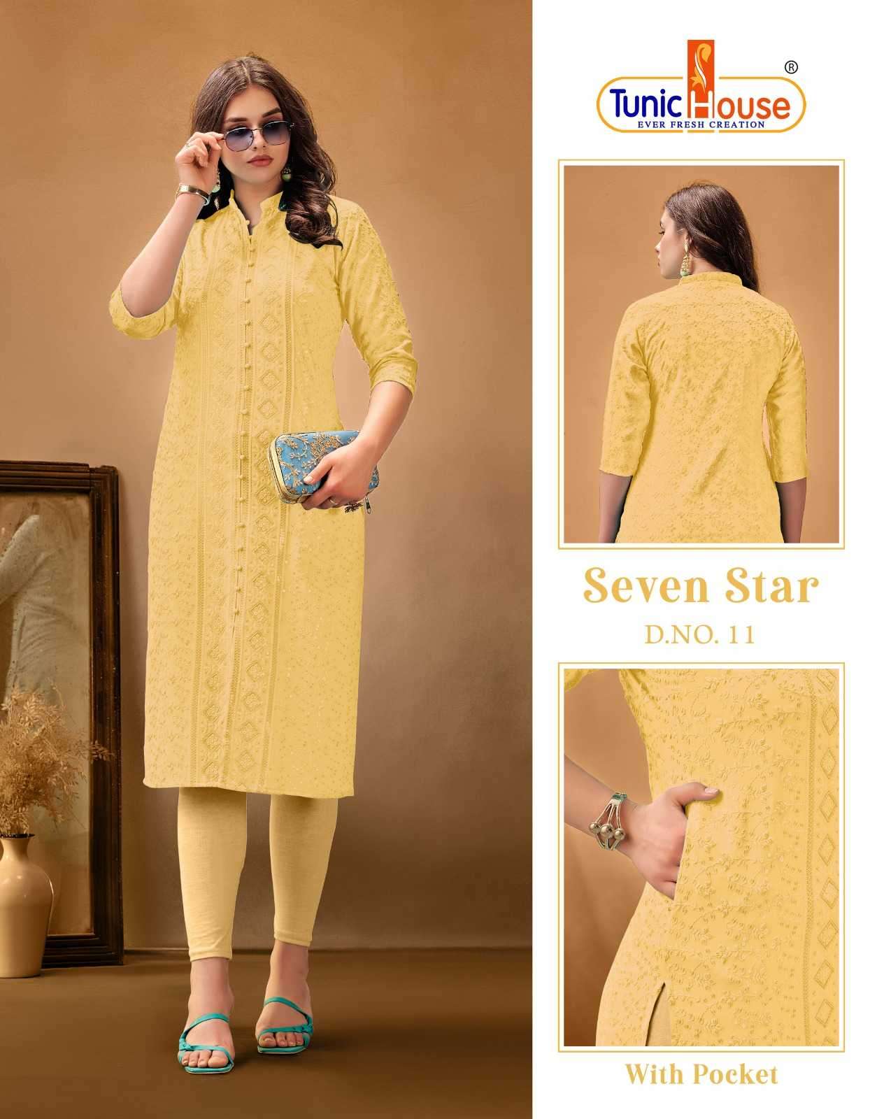 TUNIC HOUSE CHIKANKARI SEQUENCE WORK KURTI SIZE SET COMBO SET