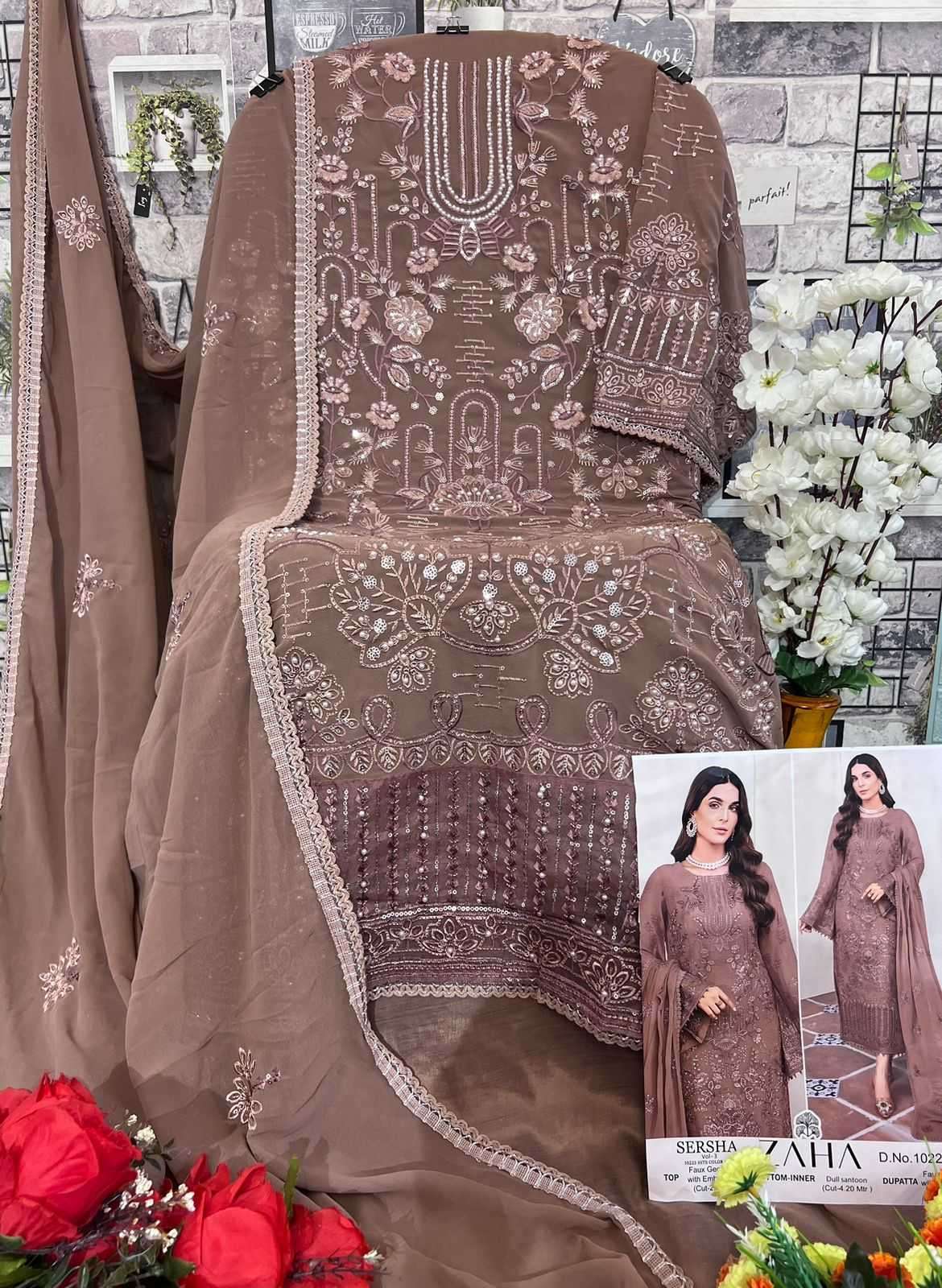 zaha sersha vol 3 10223 hits colors faux georgette suit