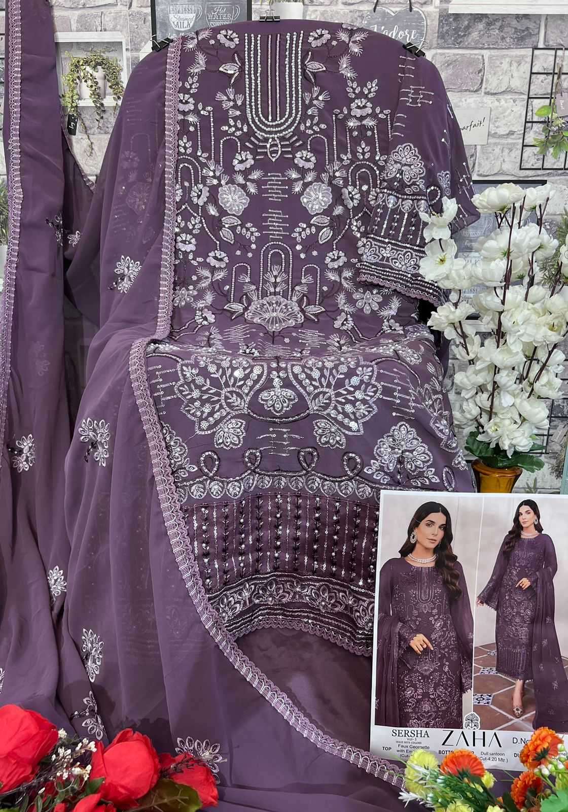 zaha sersha vol 3 10223 hits colors faux georgette suit