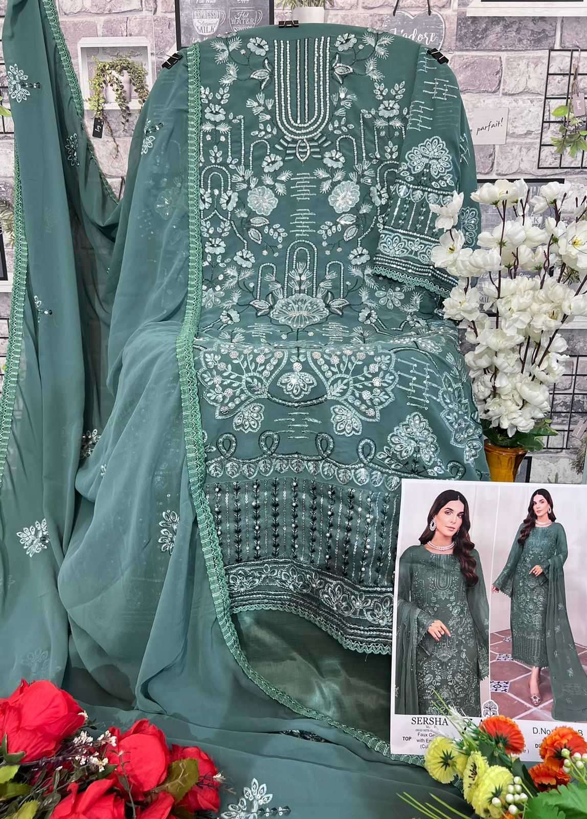 zaha sersha vol 3 10223 hits colors faux georgette suit