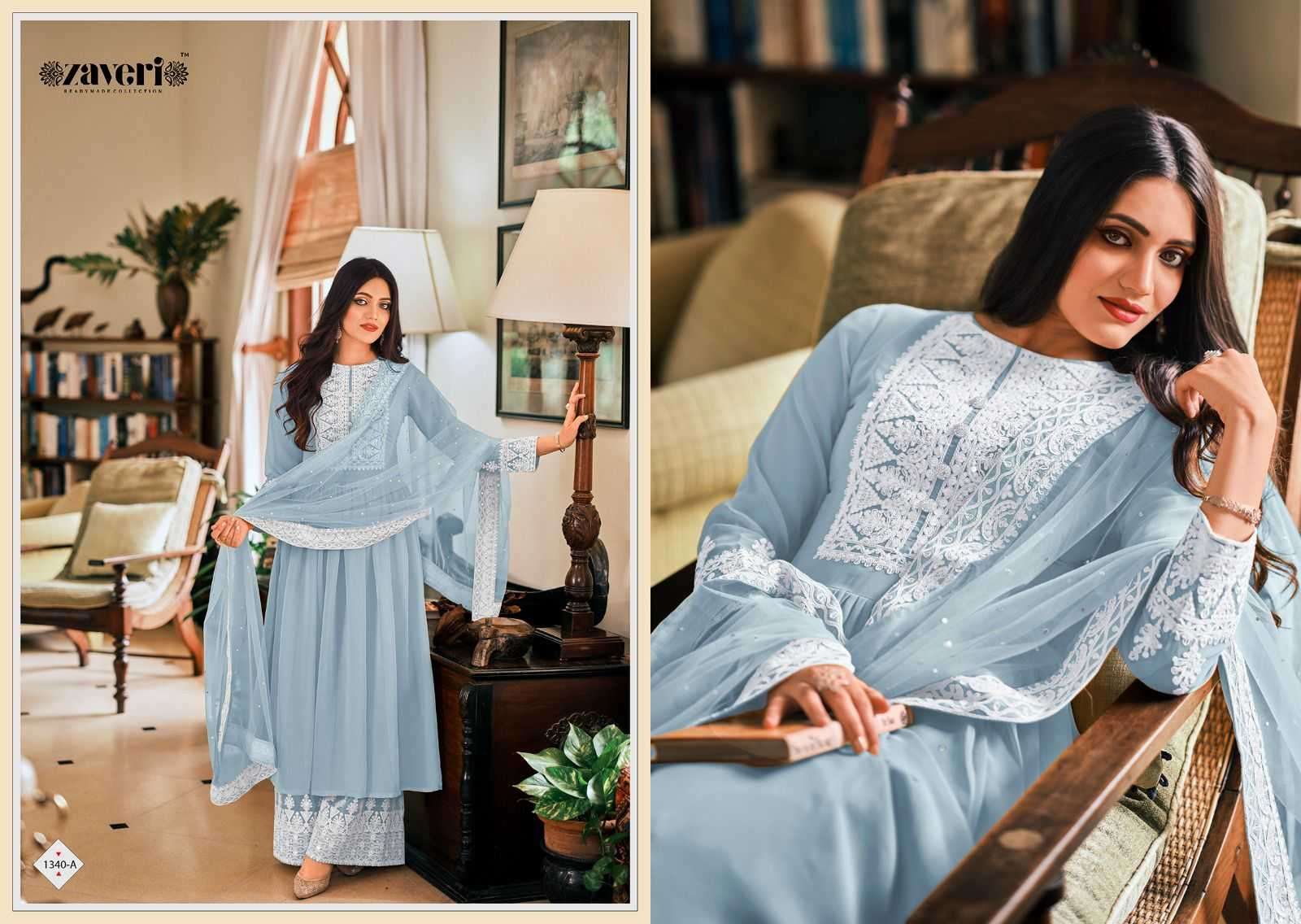 zaveri dil noor series 1340 georgette with embroidery work suit