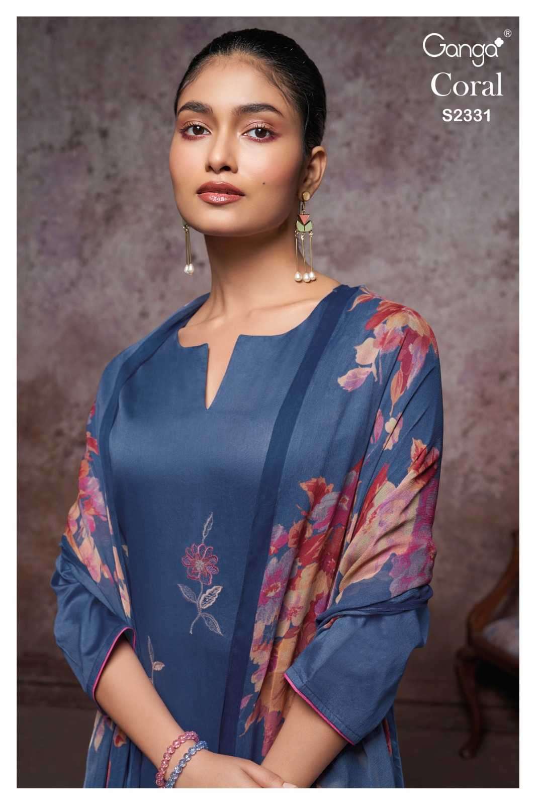 ganga coral 2331 premium cotton silk suit 