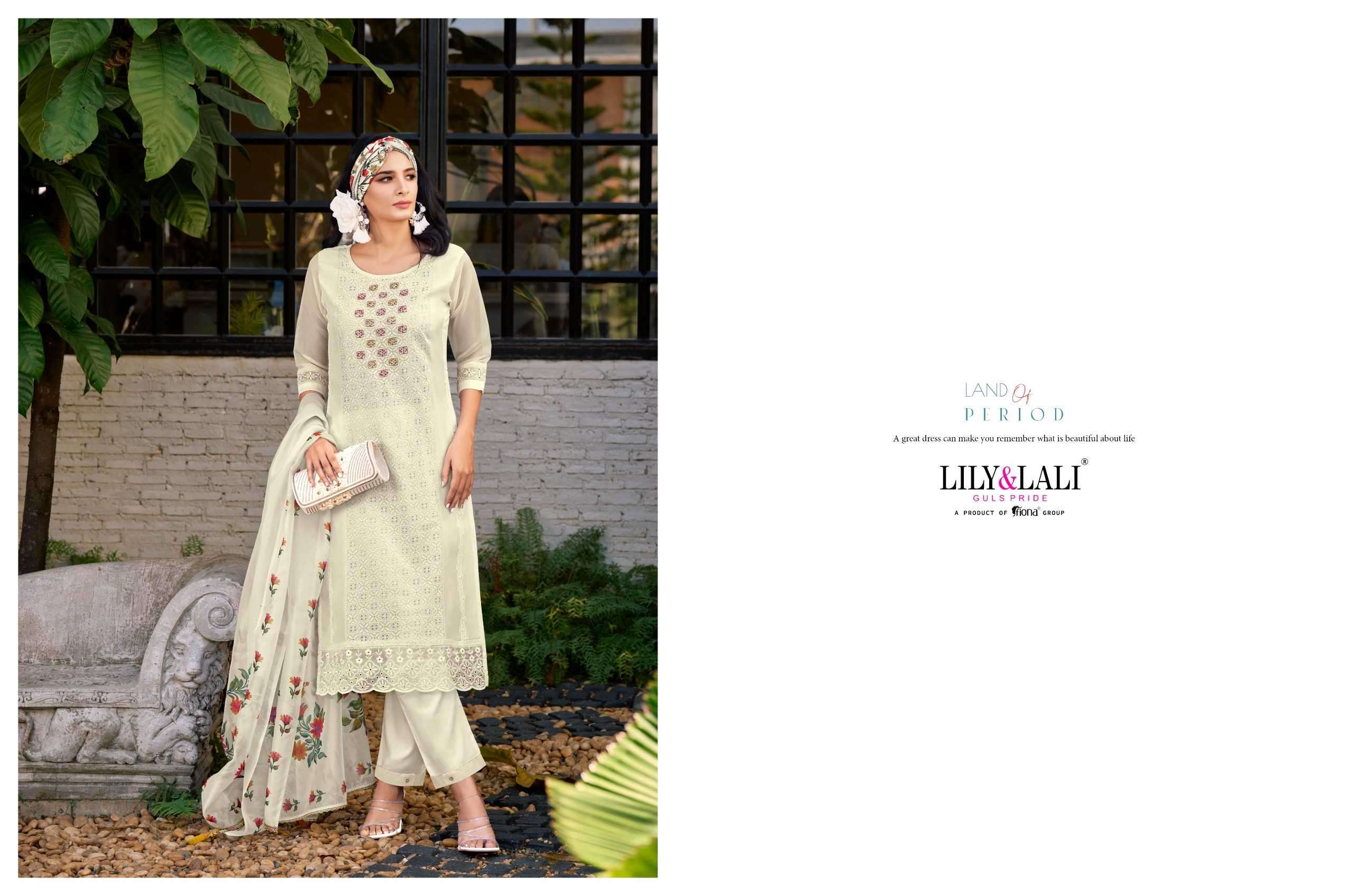 lily and lali chikan kari organza series 15301-15306 organza handwork suit