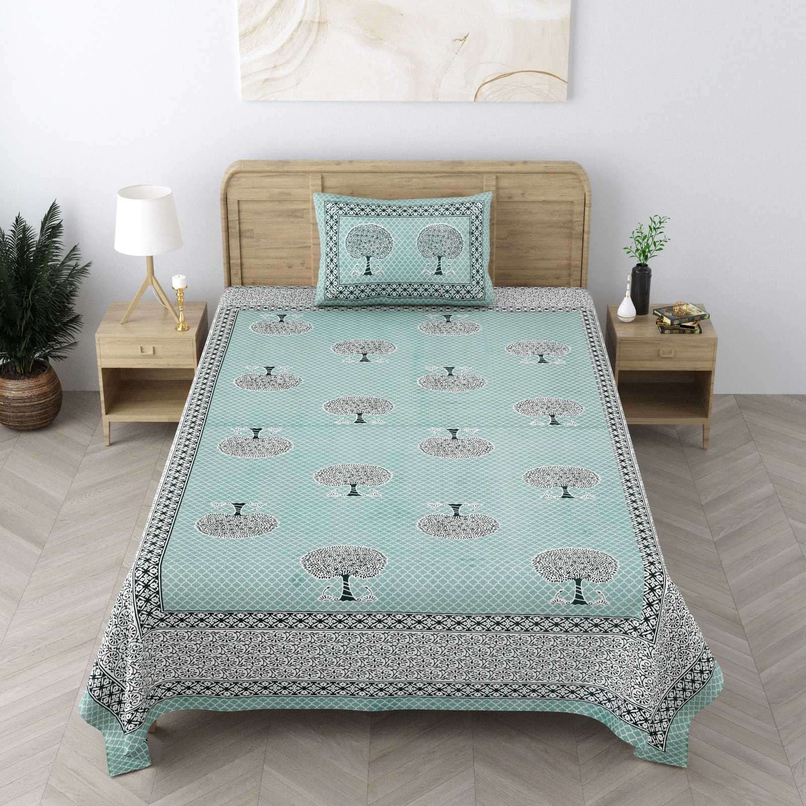 pr heritage jaipuri part 2 cotton two single bedsheet with two pillow cover