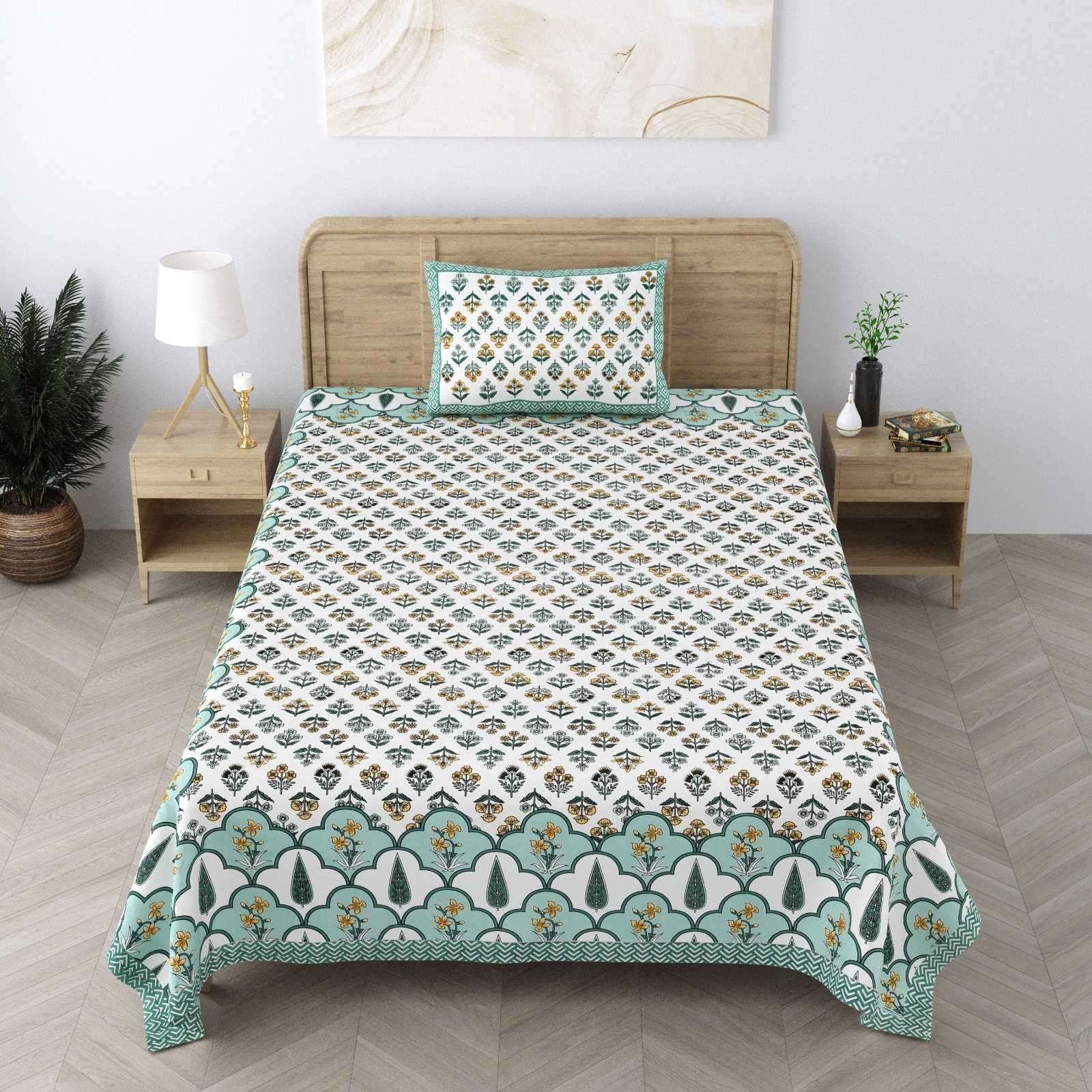 pr heritage jaipuri part 2 cotton two single bedsheet with two pillow cover