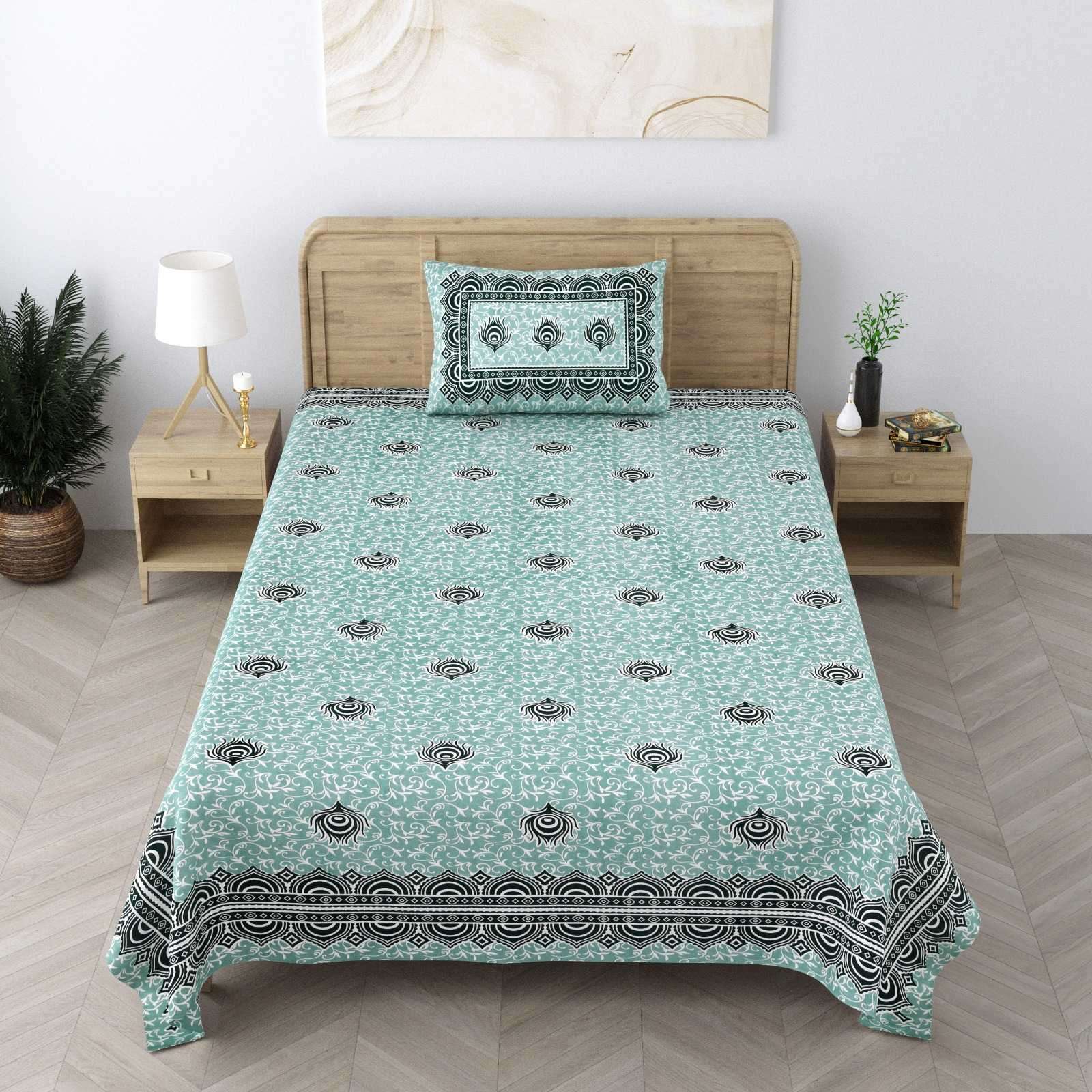 pr heritage jaipuri part 2 cotton two single bedsheet with two pillow cover