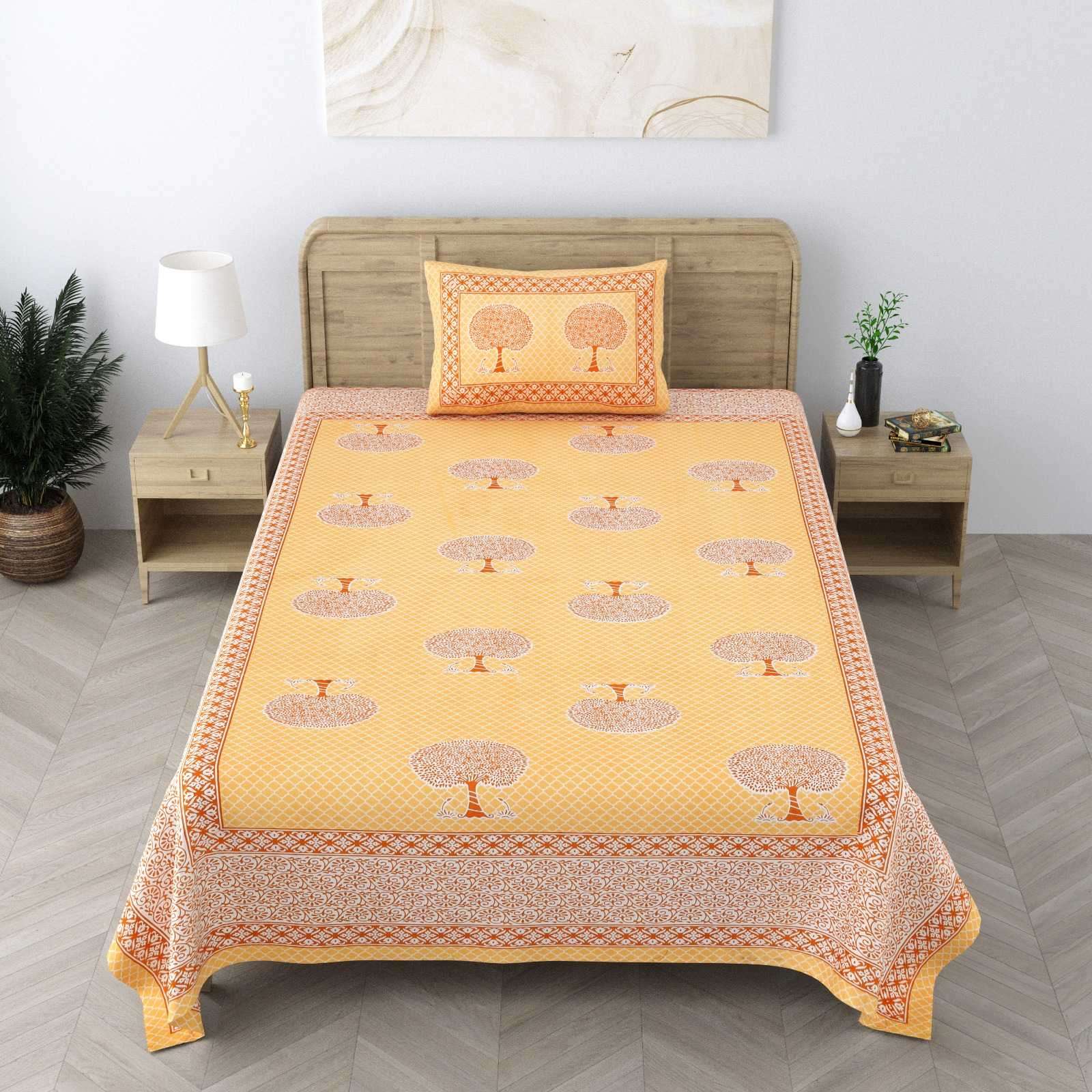 pr heritage jaipuri part 2 cotton two single bedsheet with two pillow cover
