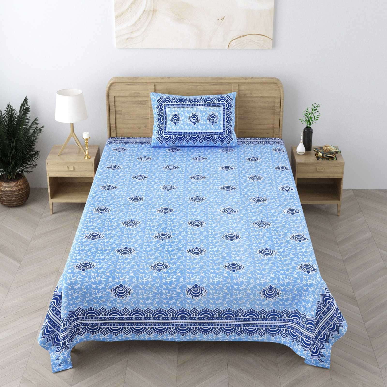 pr heritage jaipuri part 2 cotton two single bedsheet with two pillow cover