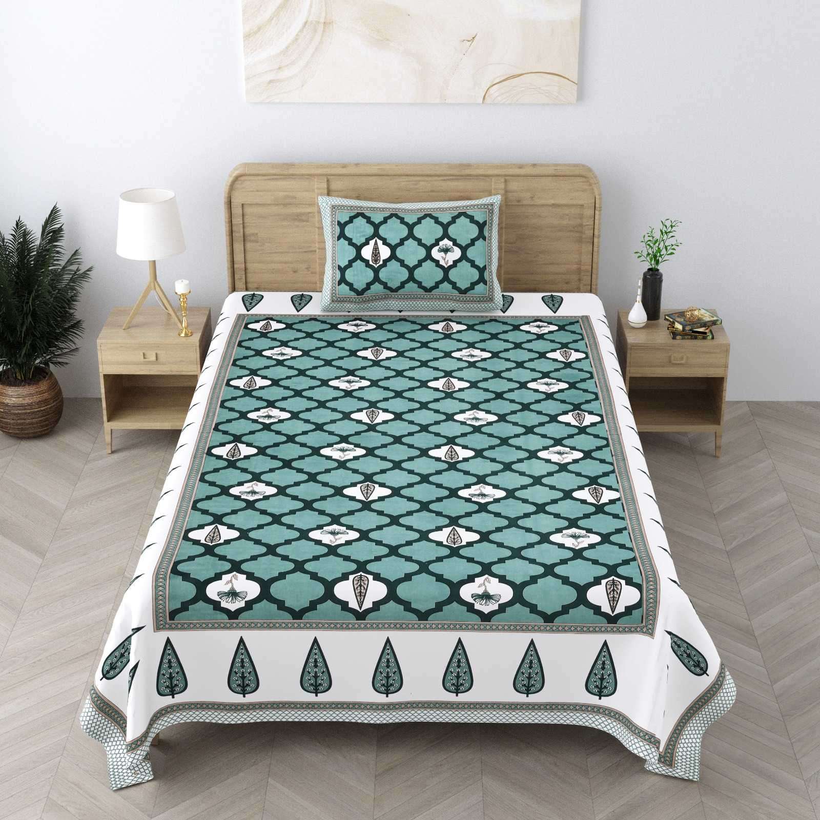 pr heritage jaipuri part 2 cotton two single bedsheet with two pillow cover