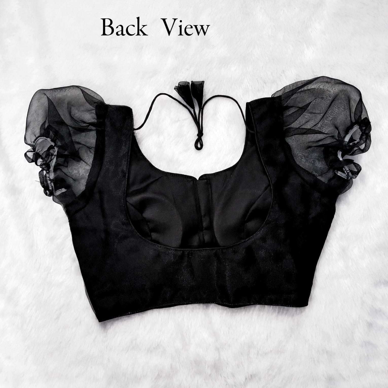 pr organza elastic fancy readymade blouse with balloon sleeve catalog