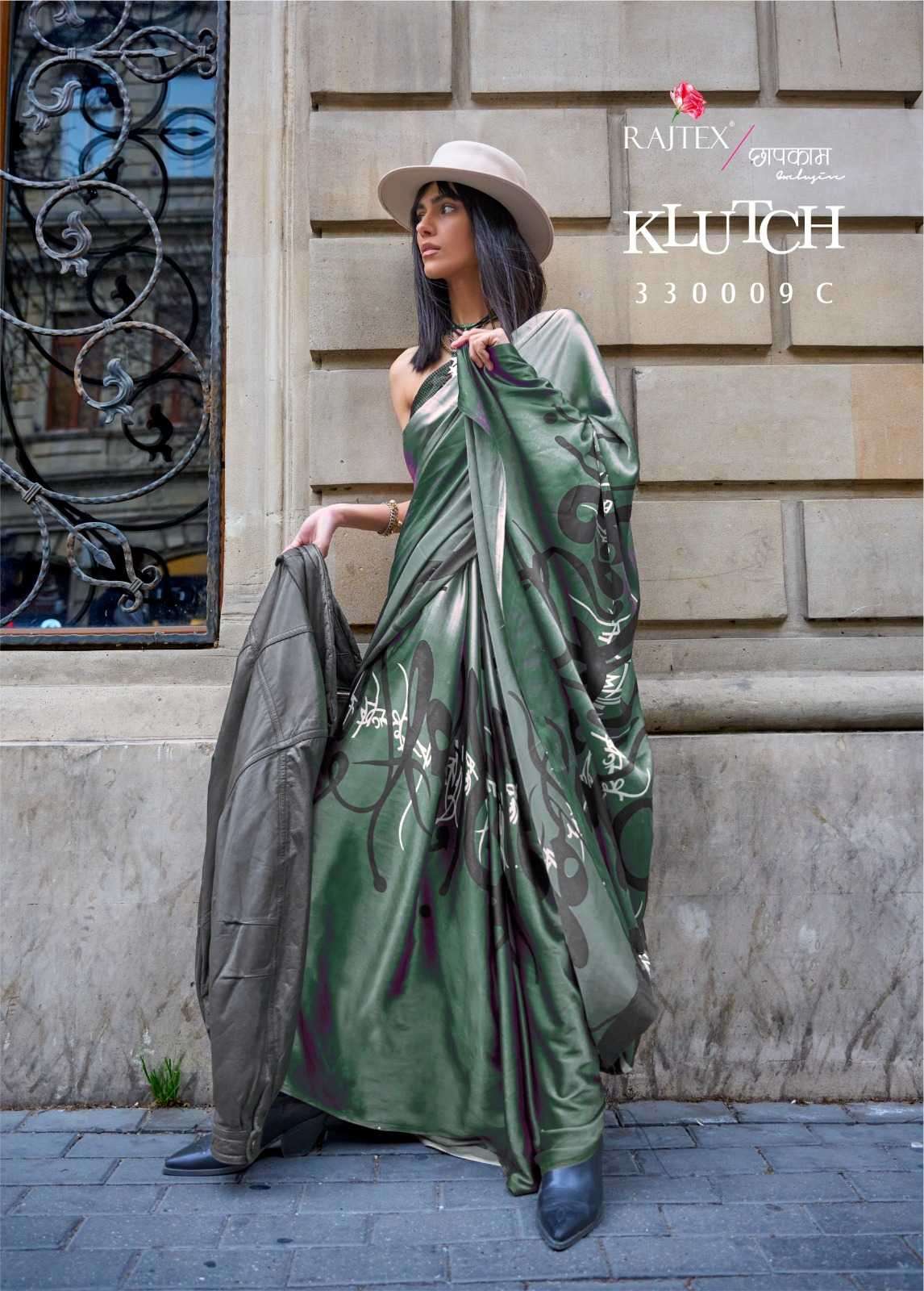 rajtex klutch 330009 colors japan satin print sarees