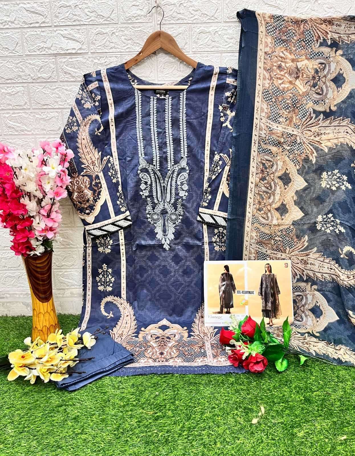 shraddha designer vintage vol 12 series 12001-12004 lawn cotton suit 