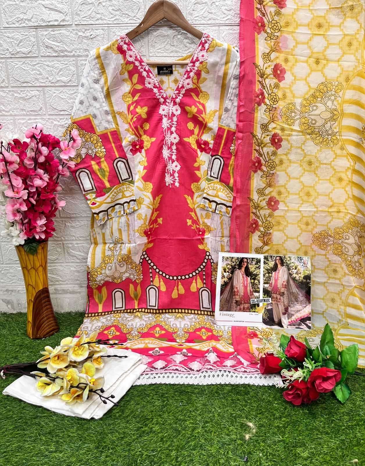 shraddha designer vintage vol 12 series 12001-12004 lawn cotton suit 