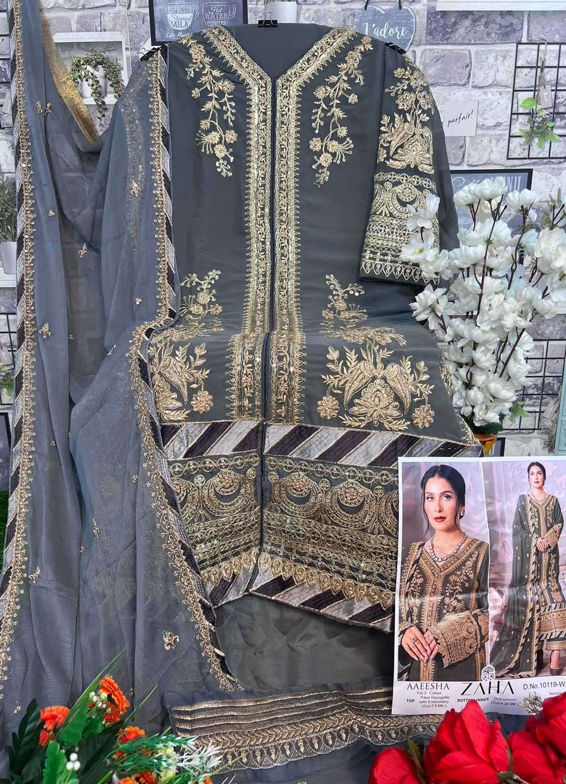 zaha aaeesha vol 2 10119 tuvw hit colors georgette suit 