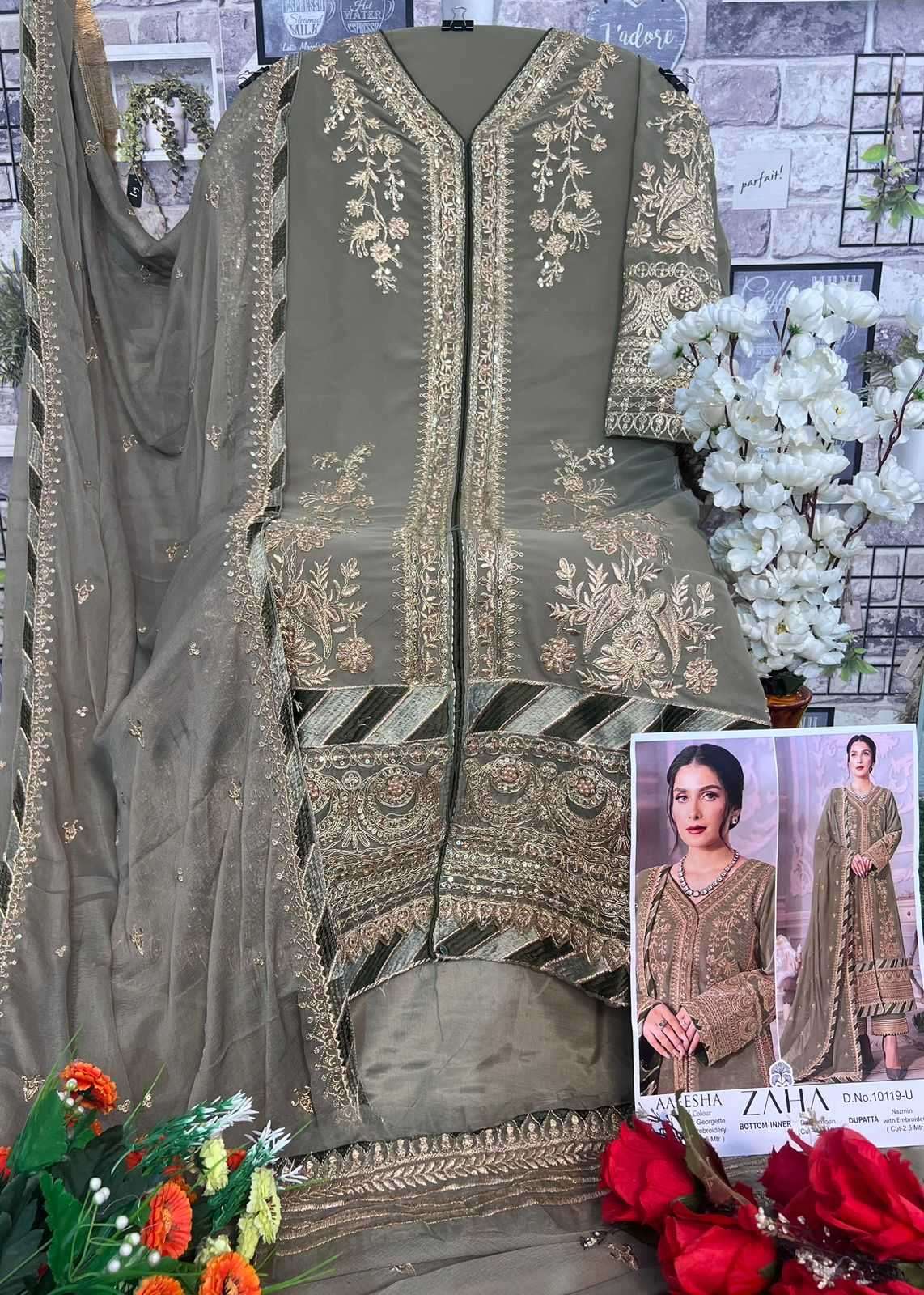 zaha aaeesha vol 2 10119 tuvw hit colors georgette suit 