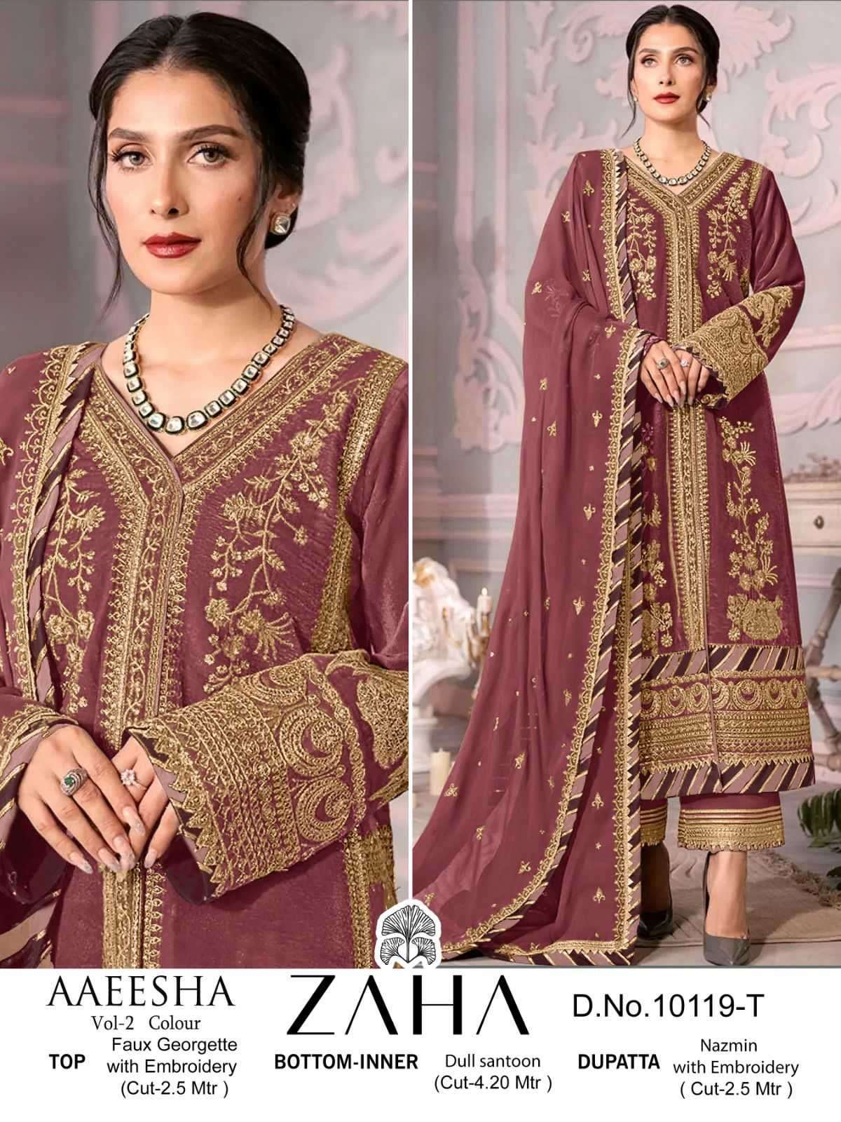 zaha aaeesha vol 2 10119 tuvw hit colors georgette suit 