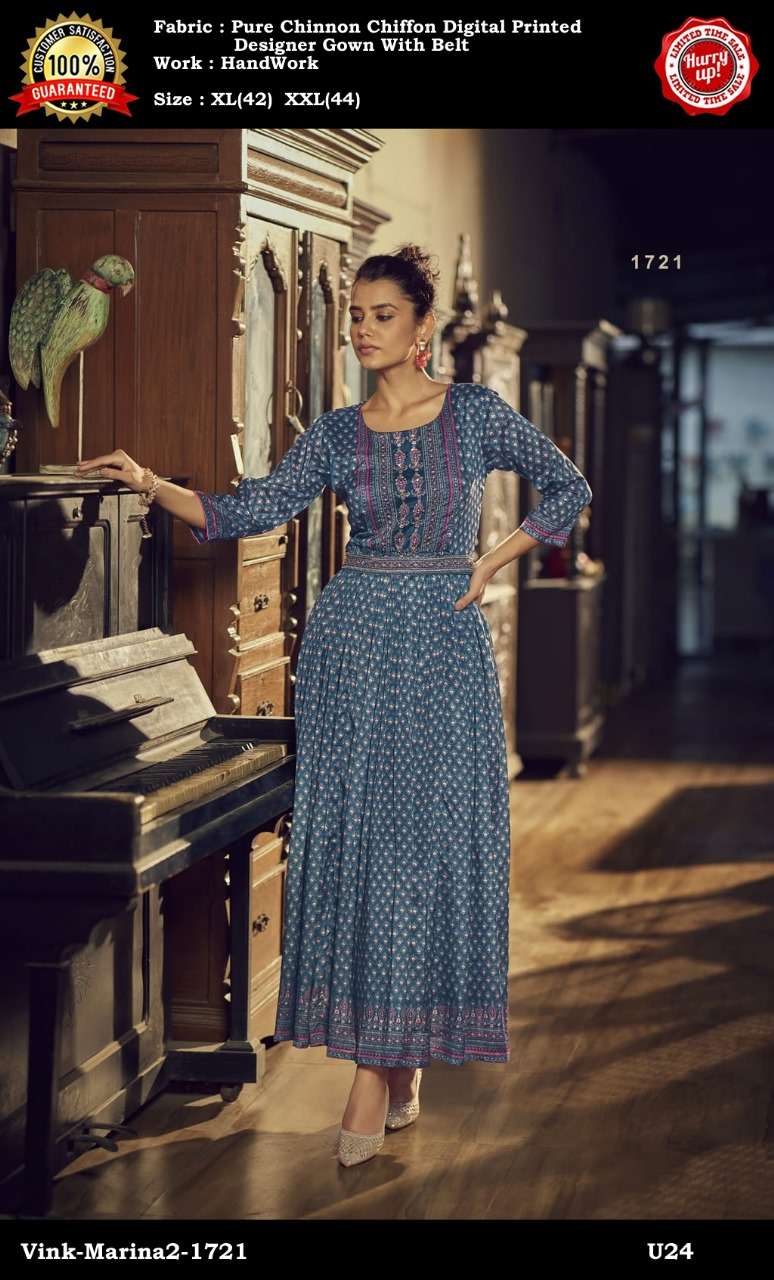 bt-02 designer fancy printed long frock type kurti 