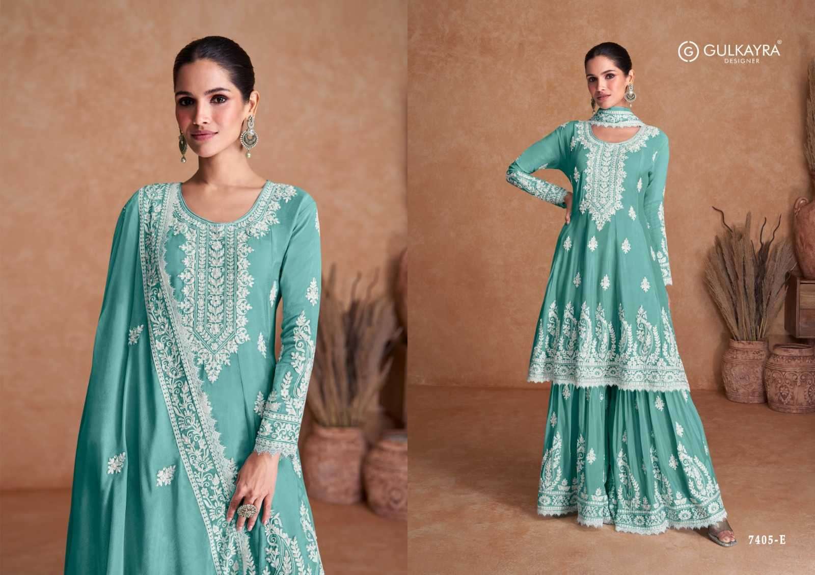 gulkayra vamika new color 7405 E-H real silk suit