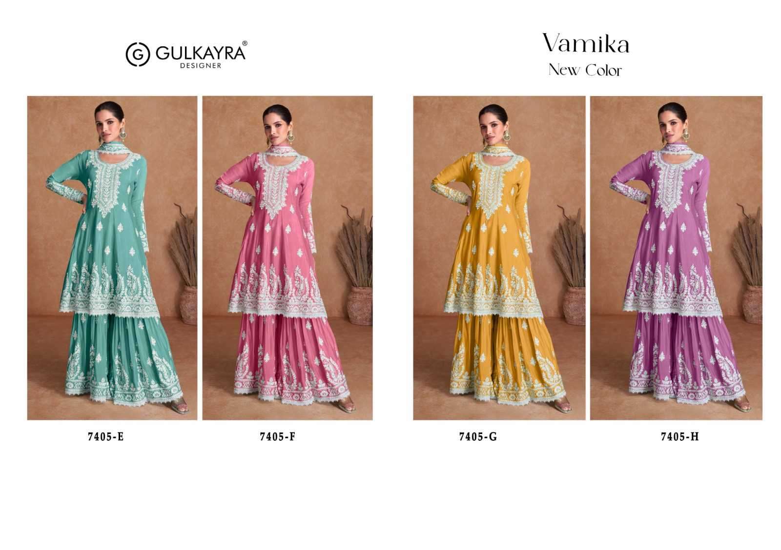 gulkayra vamika new color 7405 E-H real silk suit