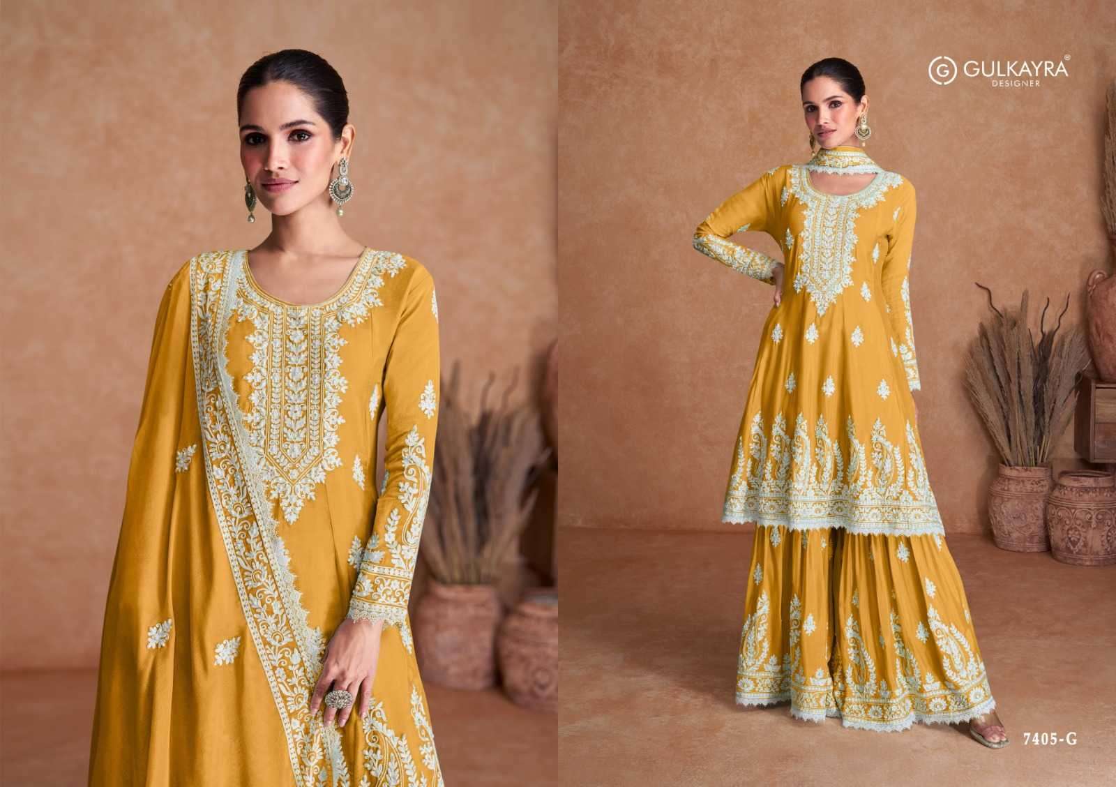 gulkayra vamika new color 7405 E-H real silk suit