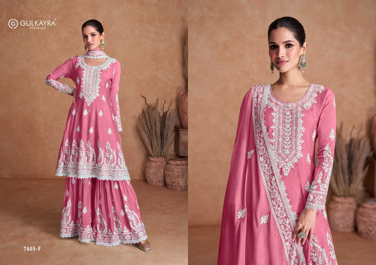gulkayra vamika new color 7405 E-H real silk suit
