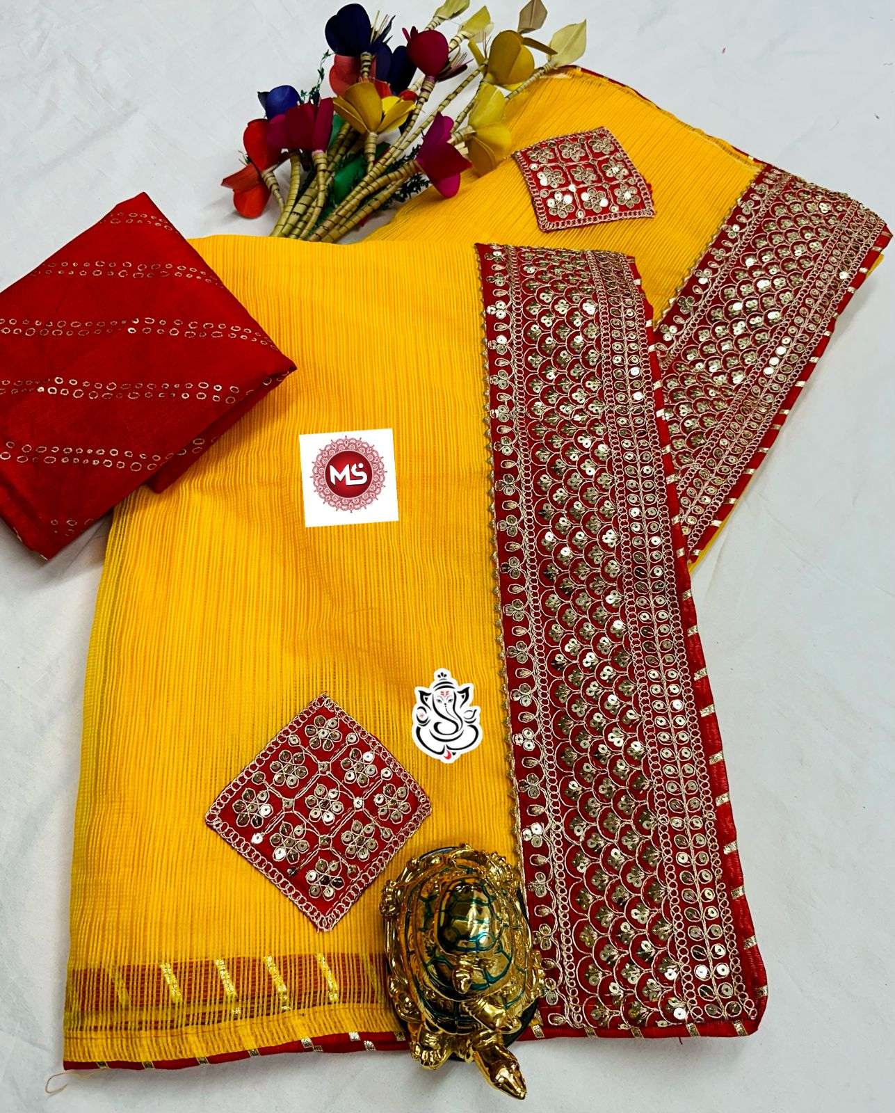 ms brand Pure Kota cotton saree with heavy embroidery work 