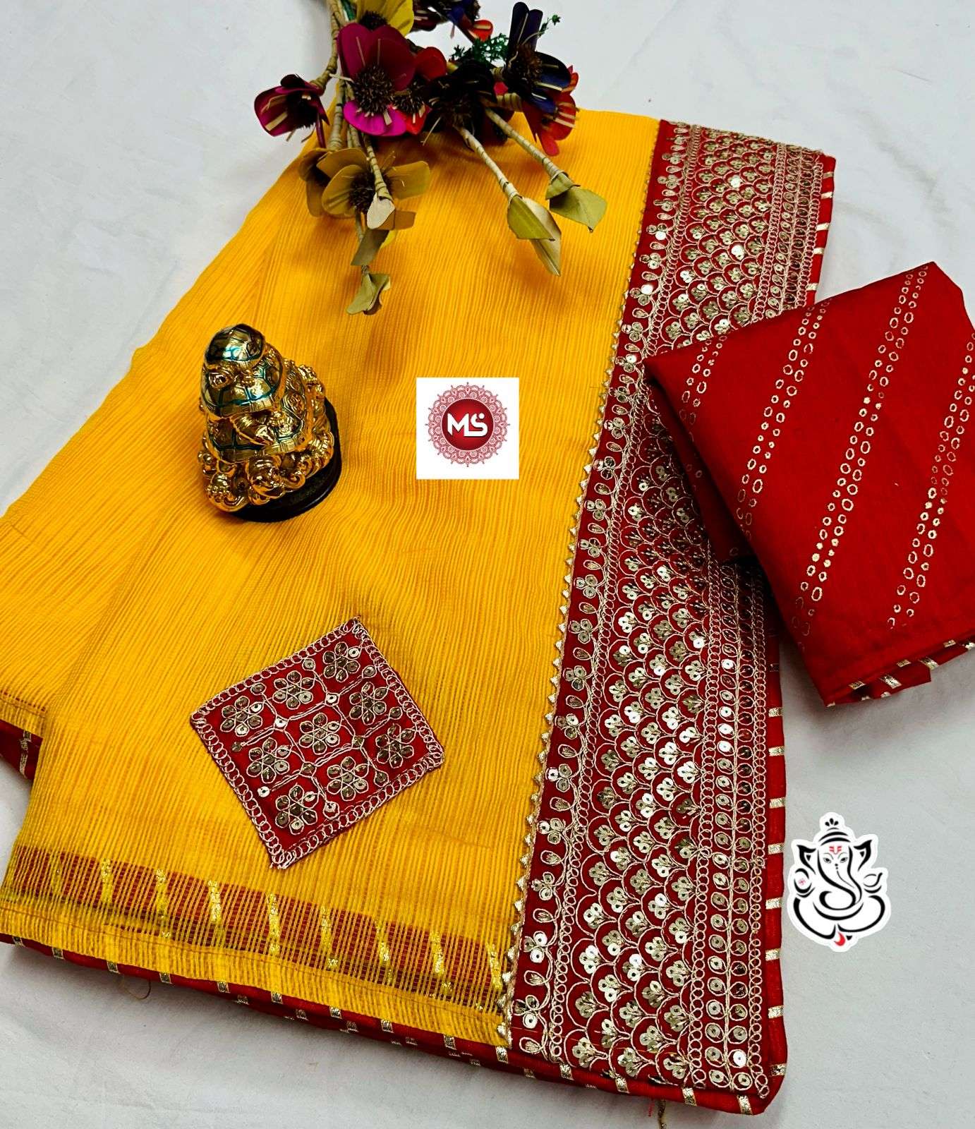 ms brand Pure Kota cotton saree with heavy embroidery work 