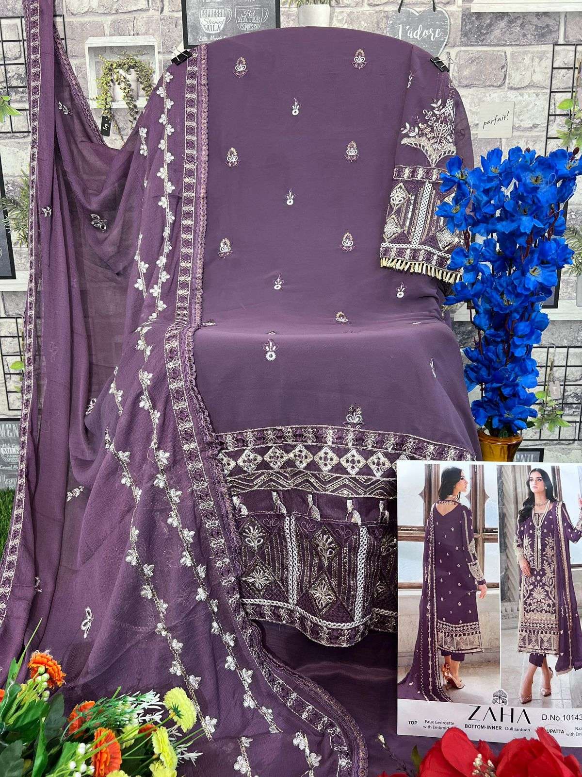 Zaha 10143-A hits colors designer georgette suit