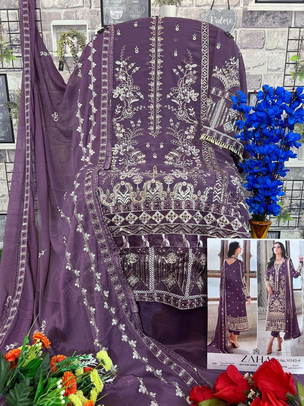 Zaha 10143-A hits colors designer georgette suit
