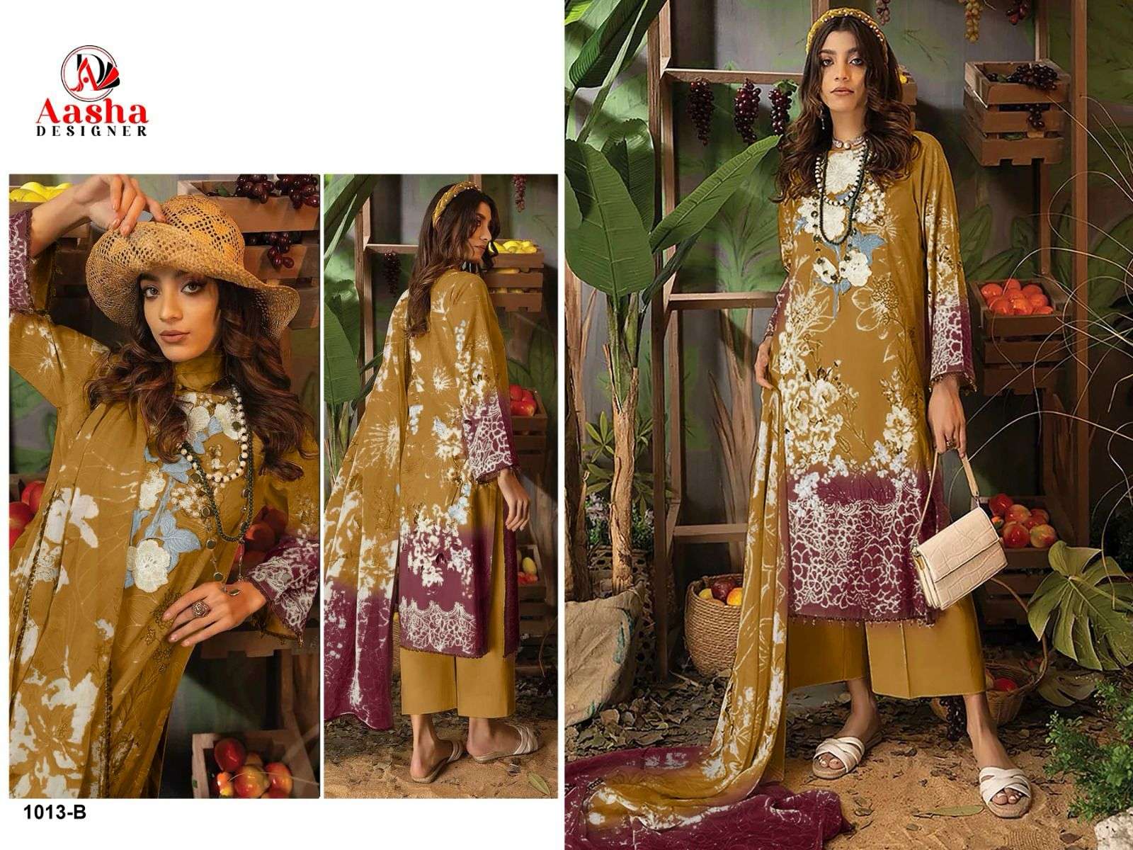 AASHA ADAN LIBAS COLORS 1013 designer pure cotton suit