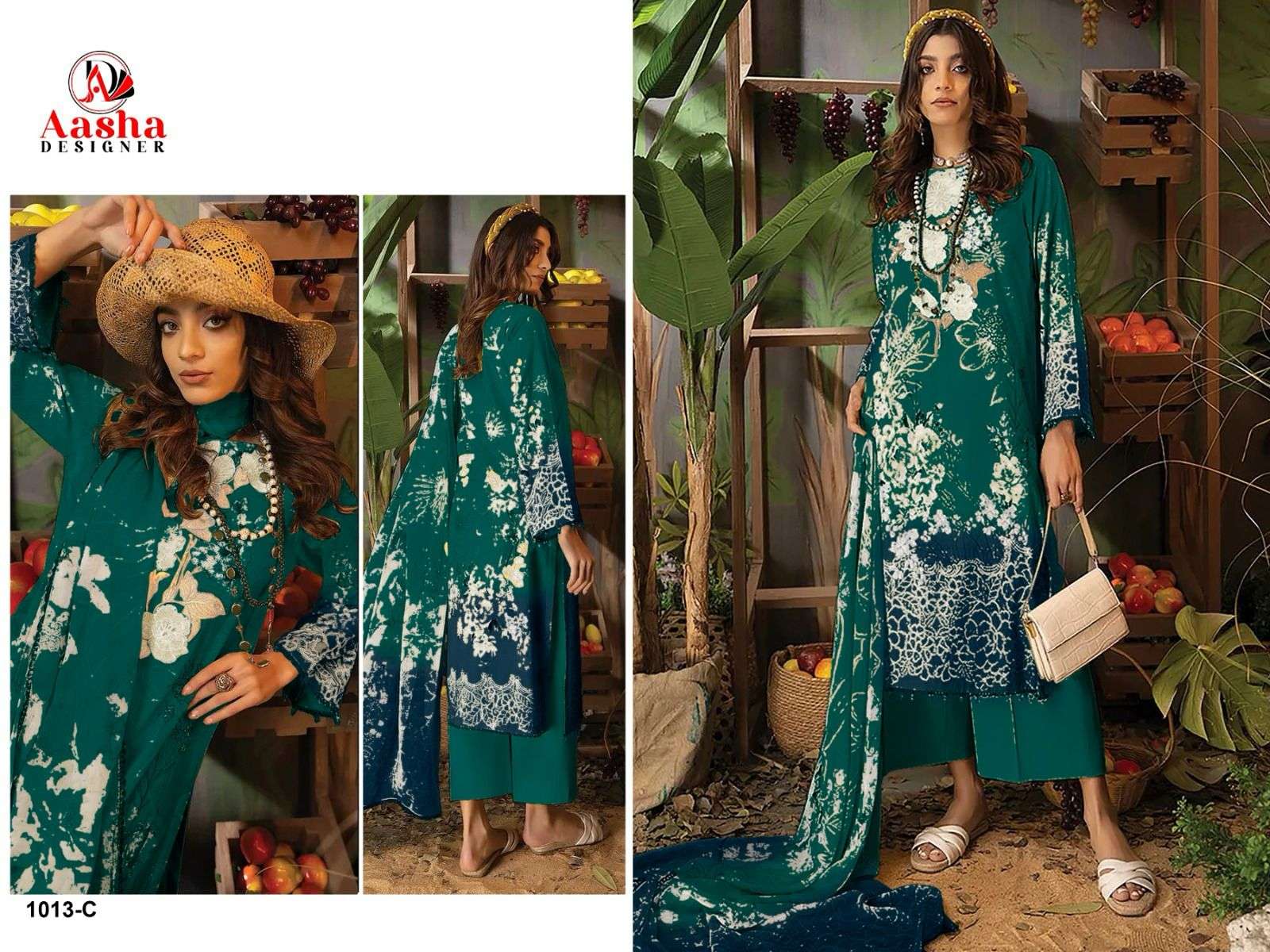 AASHA ADAN LIBAS COLORS 1013 designer pure cotton suit