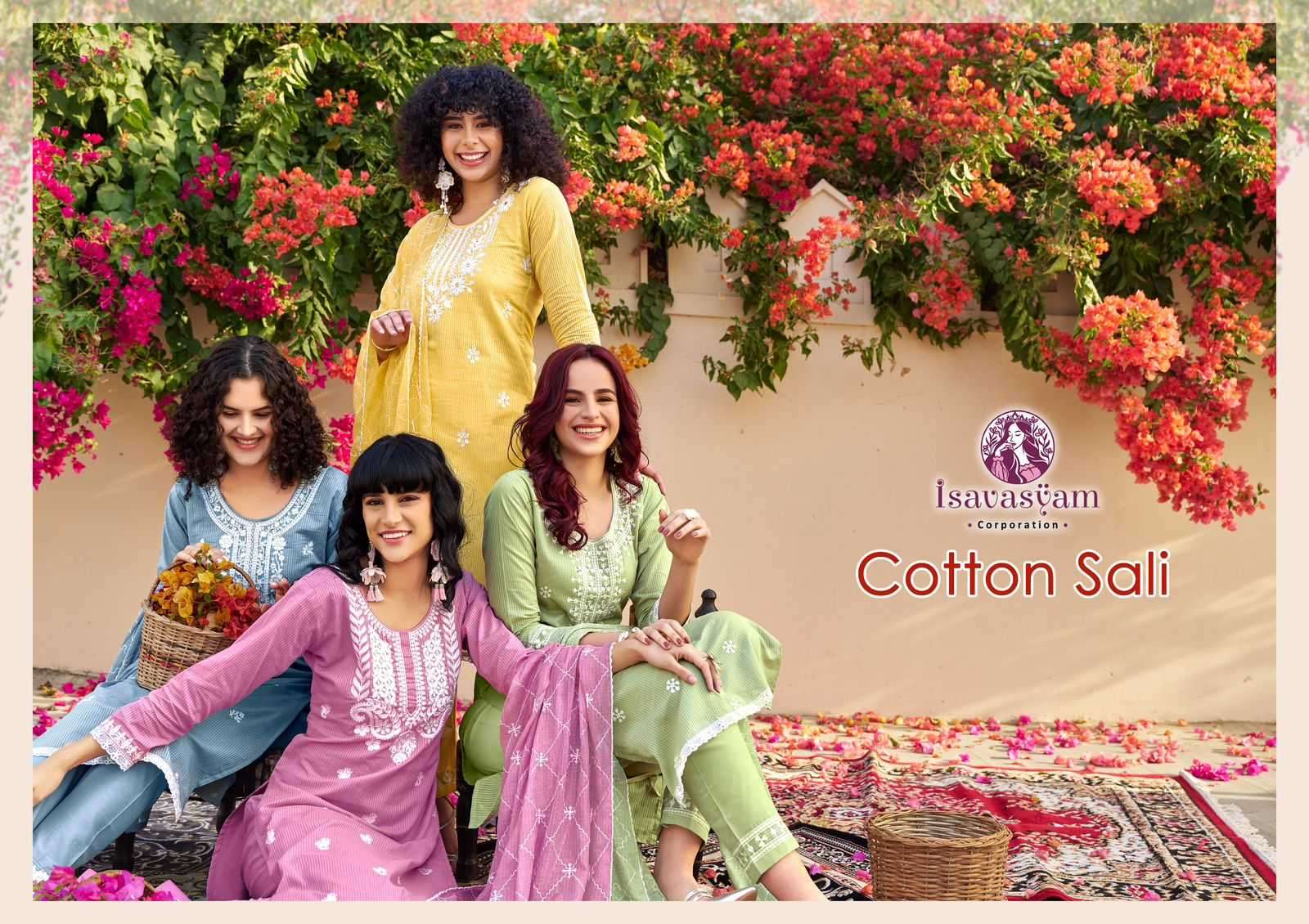 isavasyam cotton sali readymade lucknowi work elegant salwar kameez in plus size