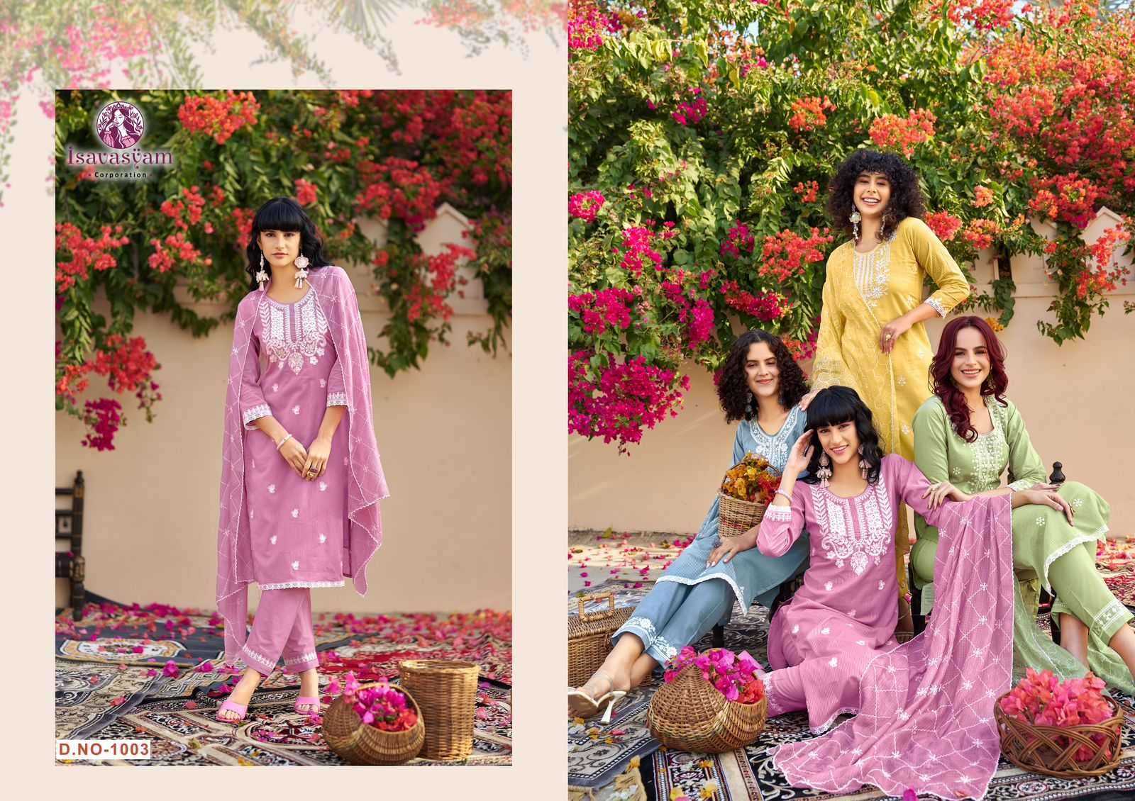 isavasyam cotton sali readymade lucknowi work elegant salwar kameez in plus size