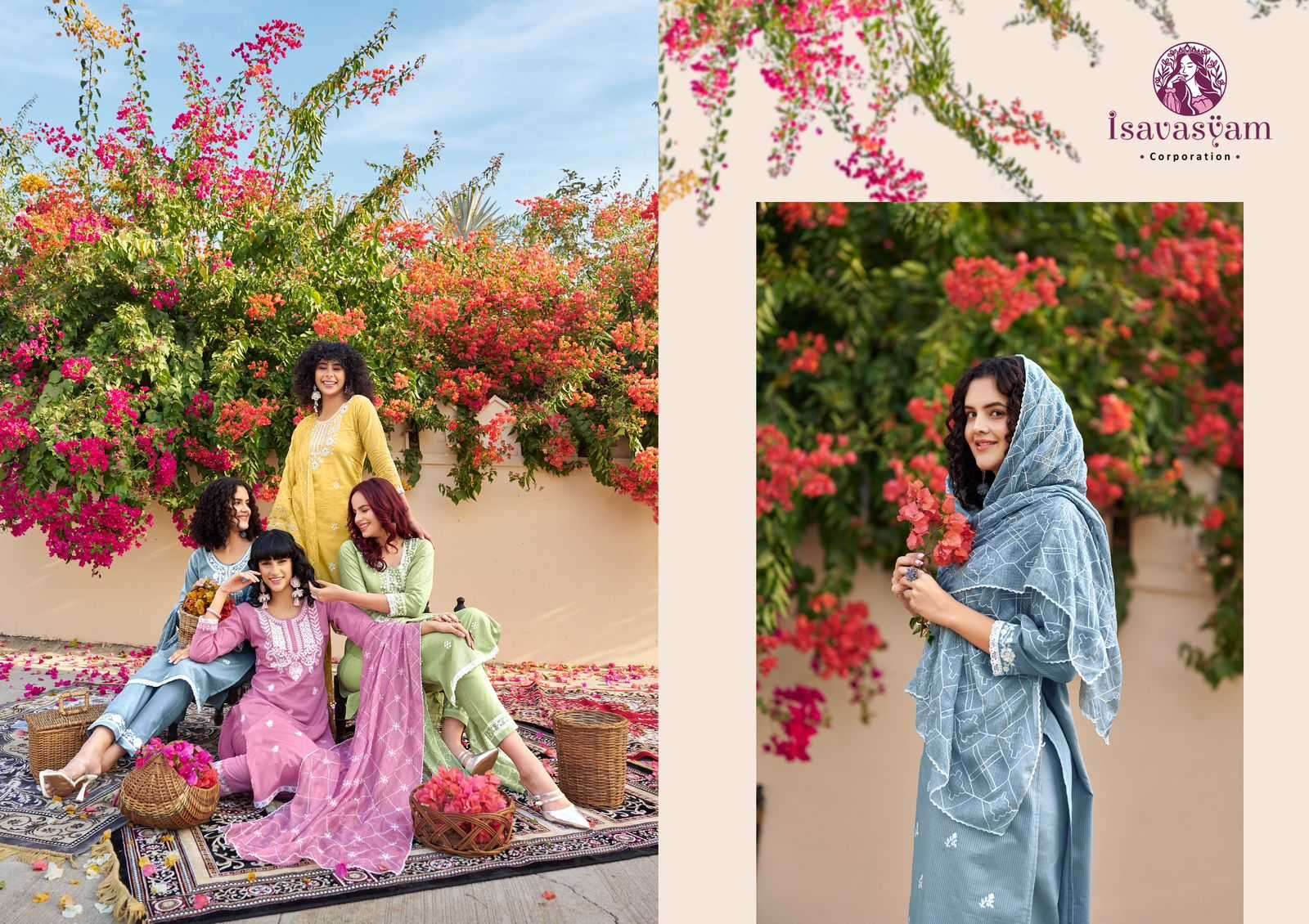 isavasyam cotton sali readymade lucknowi work elegant salwar kameez in plus size