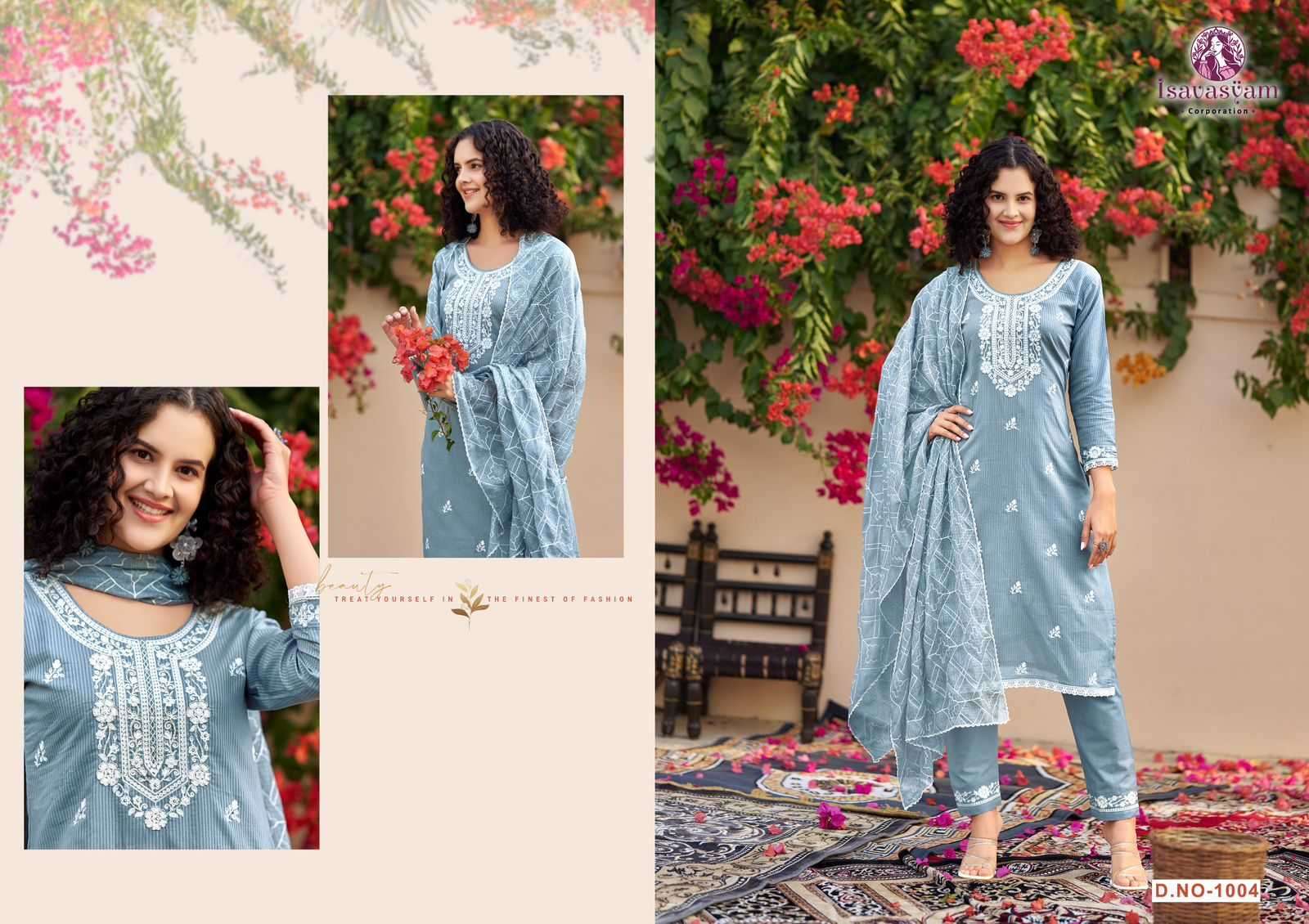 isavasyam cotton sali readymade lucknowi work elegant salwar kameez in plus size
