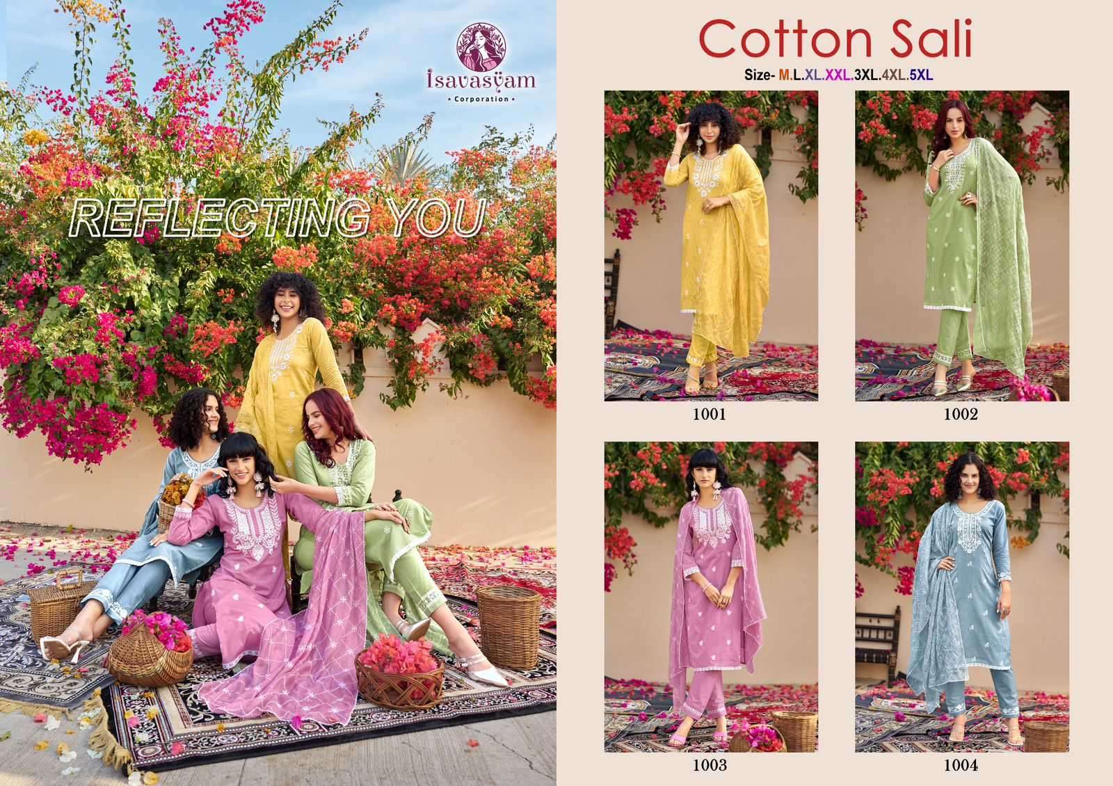 isavasyam cotton sali readymade lucknowi work elegant salwar kameez in plus size