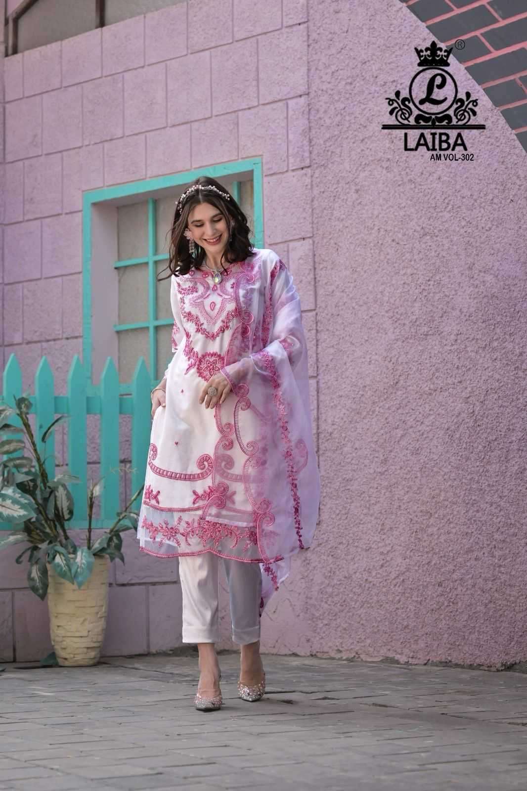 laiba 302 Pure Organza organza shirt is beautifully adorned with  embroidery with handwork 