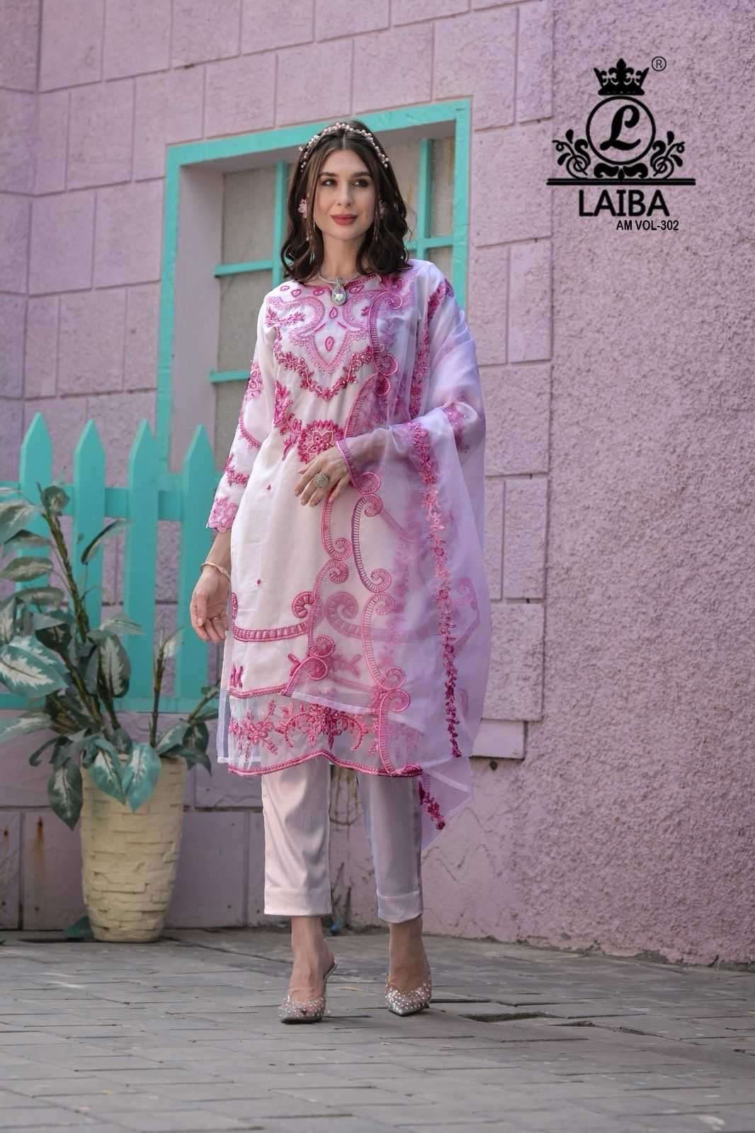 laiba 302 Pure Organza organza shirt is beautifully adorned with  embroidery with handwork 