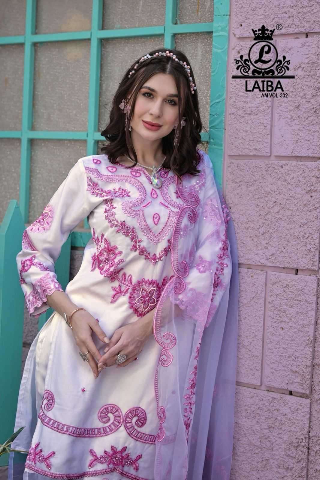 laiba 302 Pure Organza organza shirt is beautifully adorned with  embroidery with handwork 