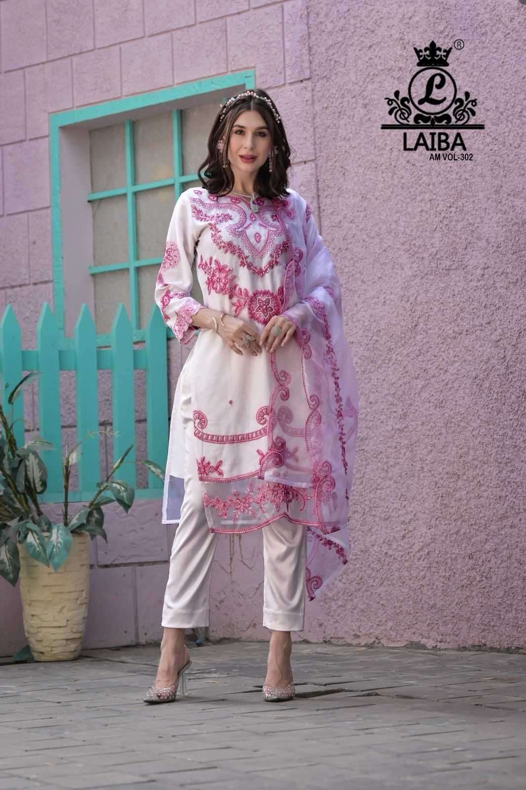laiba 302 Pure Organza organza shirt is beautifully adorned with  embroidery with handwork 