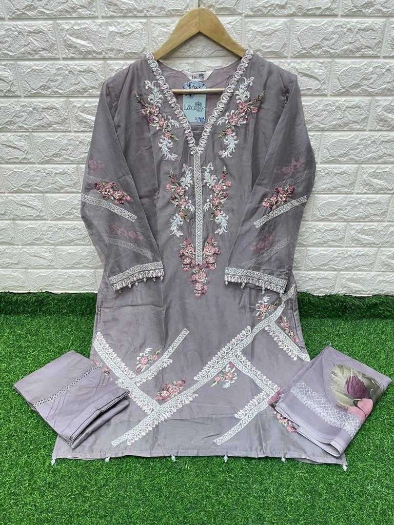 laxuria 1381 Organza floral decorated with handwork Tunic