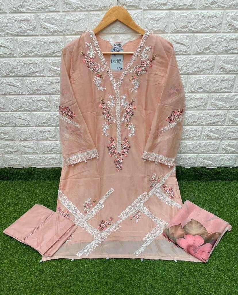 laxuria 1381 Organza floral decorated with handwork Tunic