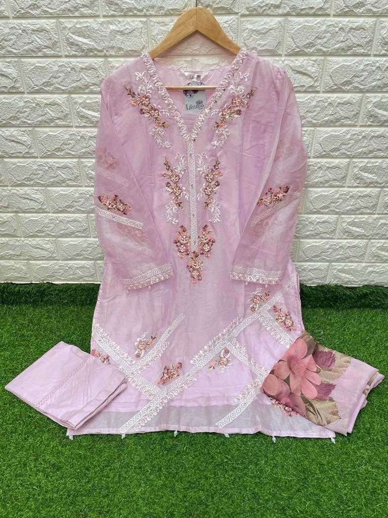 laxuria 1381 Organza floral decorated with handwork Tunic
