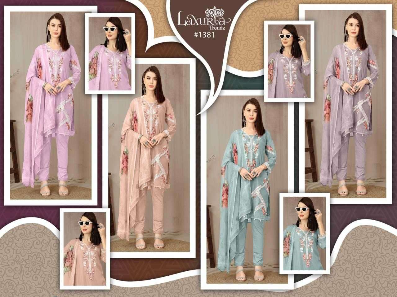 laxuria 1381 Organza floral decorated with handwork Tunic