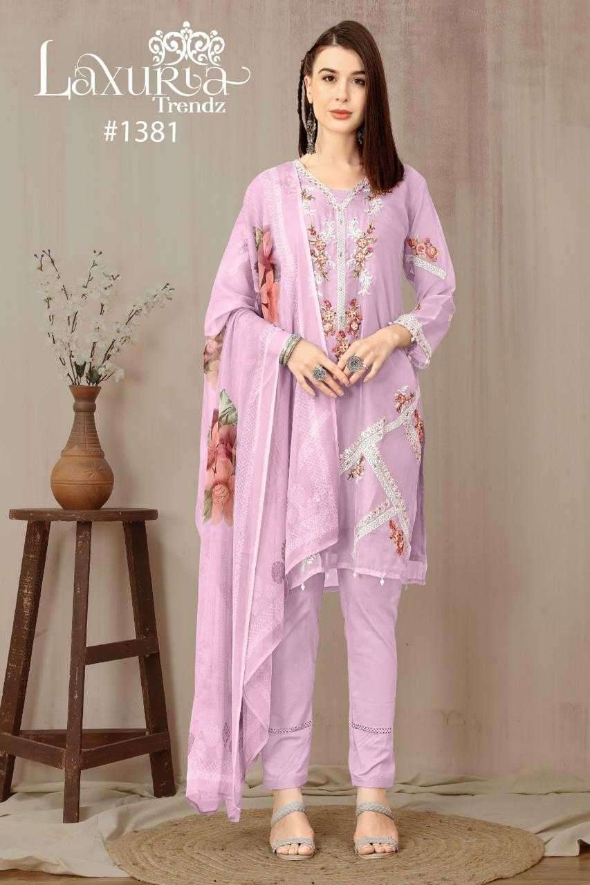 laxuria 1381 Organza floral decorated with handwork Tunic